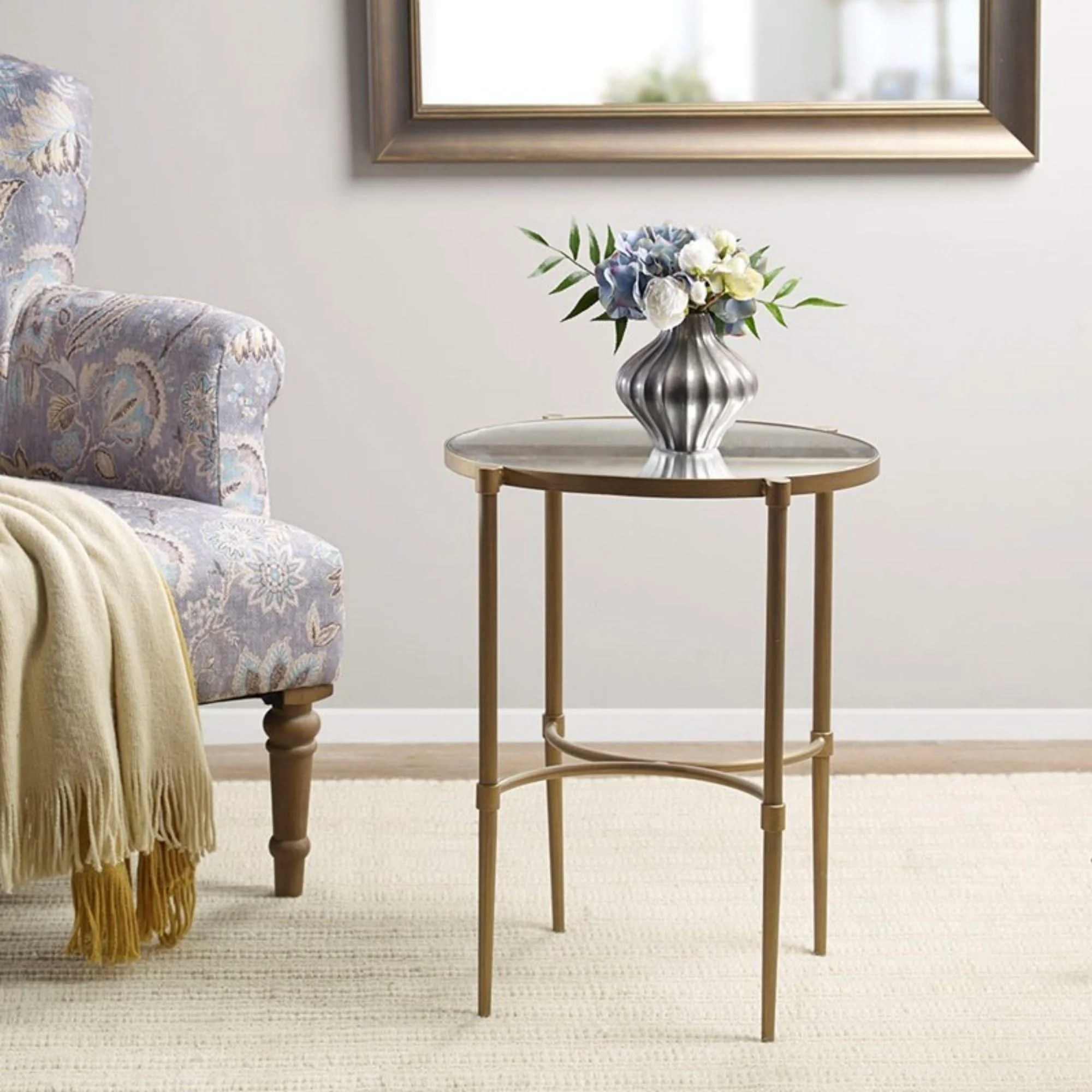 Bedford - Oval Mirror Accent Table - Antique Bronze - Image 3