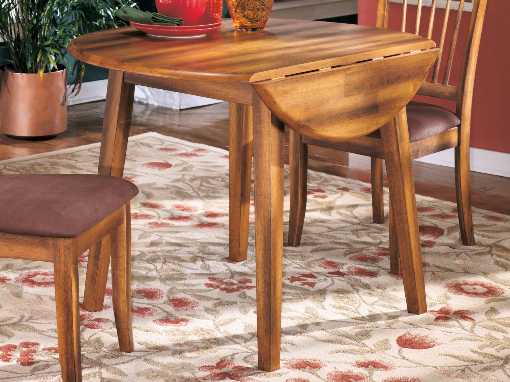 Berringer - Round DRM Drop Leaf Table - Rustic Brown - Image 4