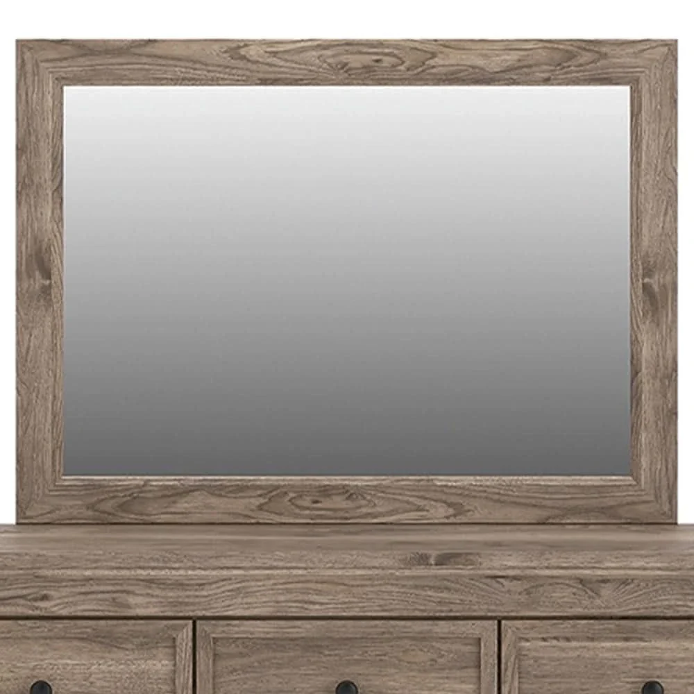 Blake Brown Bedroom Mirror with Hickory Grain Finish