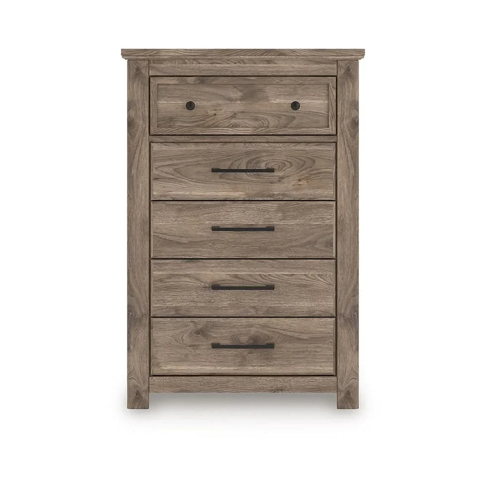 Blake Brown Chest with Hickory Grain Finish and 5 Drawer Storage - Image 2