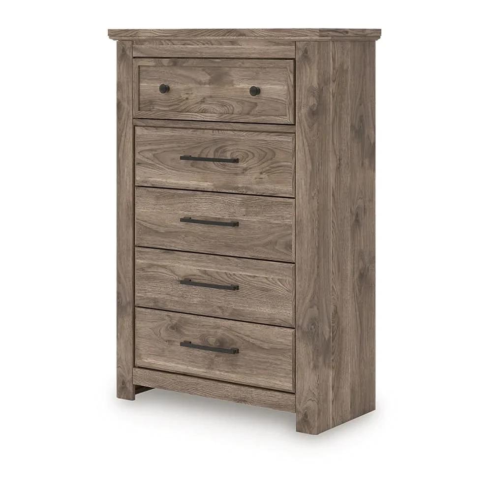 Blake Brown Chest with Hickory Grain Finish and 5 Drawer Storage - Image 3