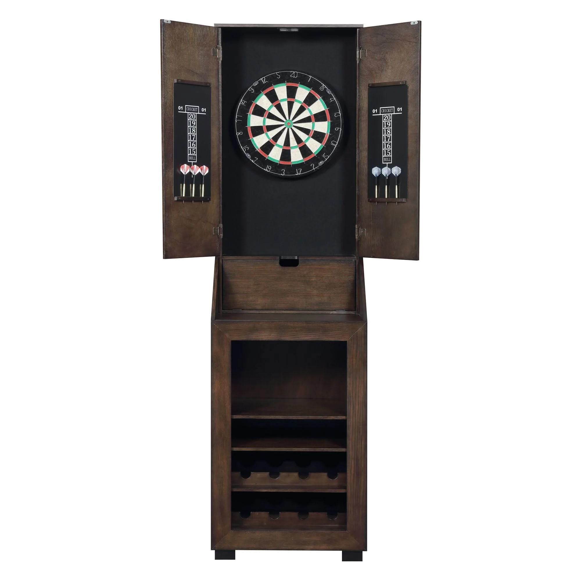 Bone - Dartboard Cabinet Ssg-120405 Cabinet With Dartboard - Dark Brown - Image 4