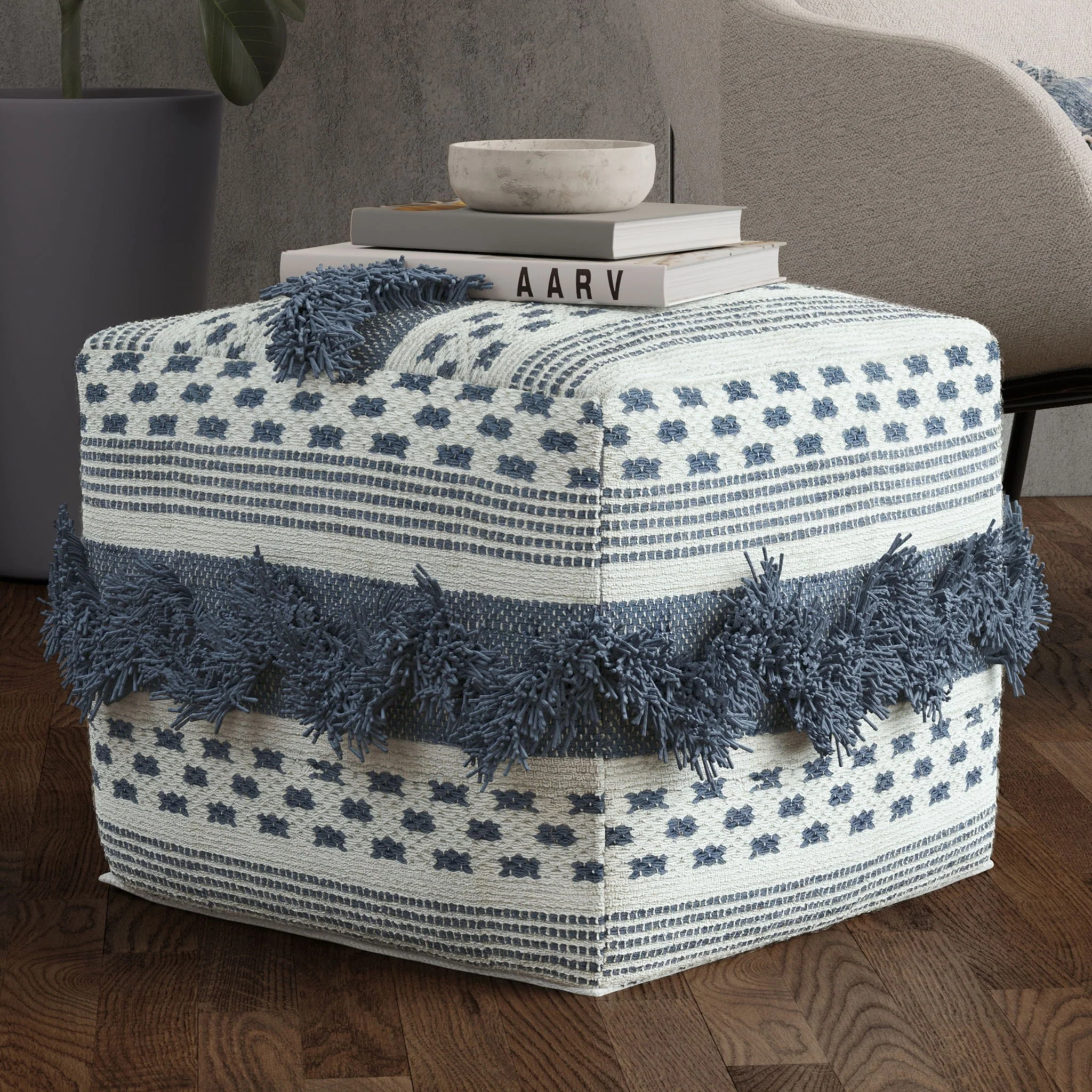 Bowden - Square Pouf Ottoman - Gray - Image 3