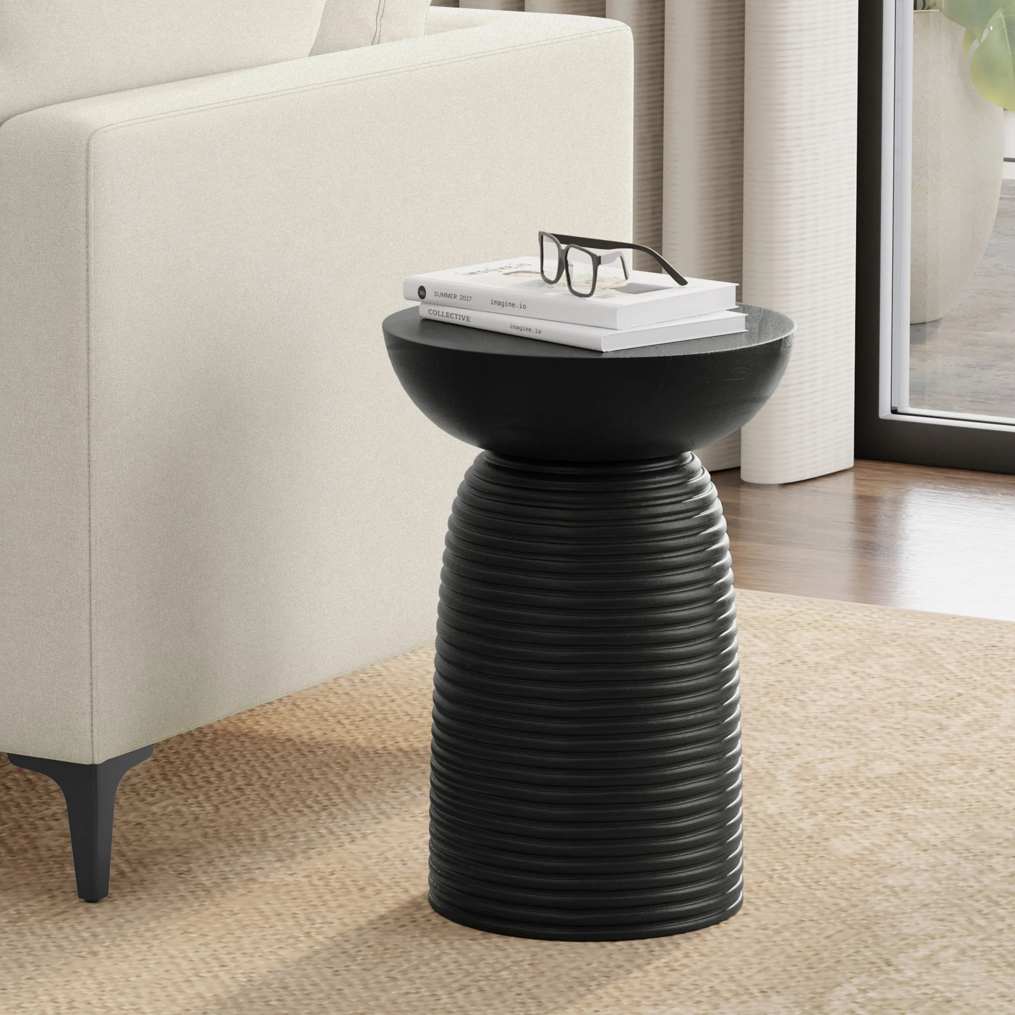 Boyd - Ribbed Accent Table - Black - Image 4