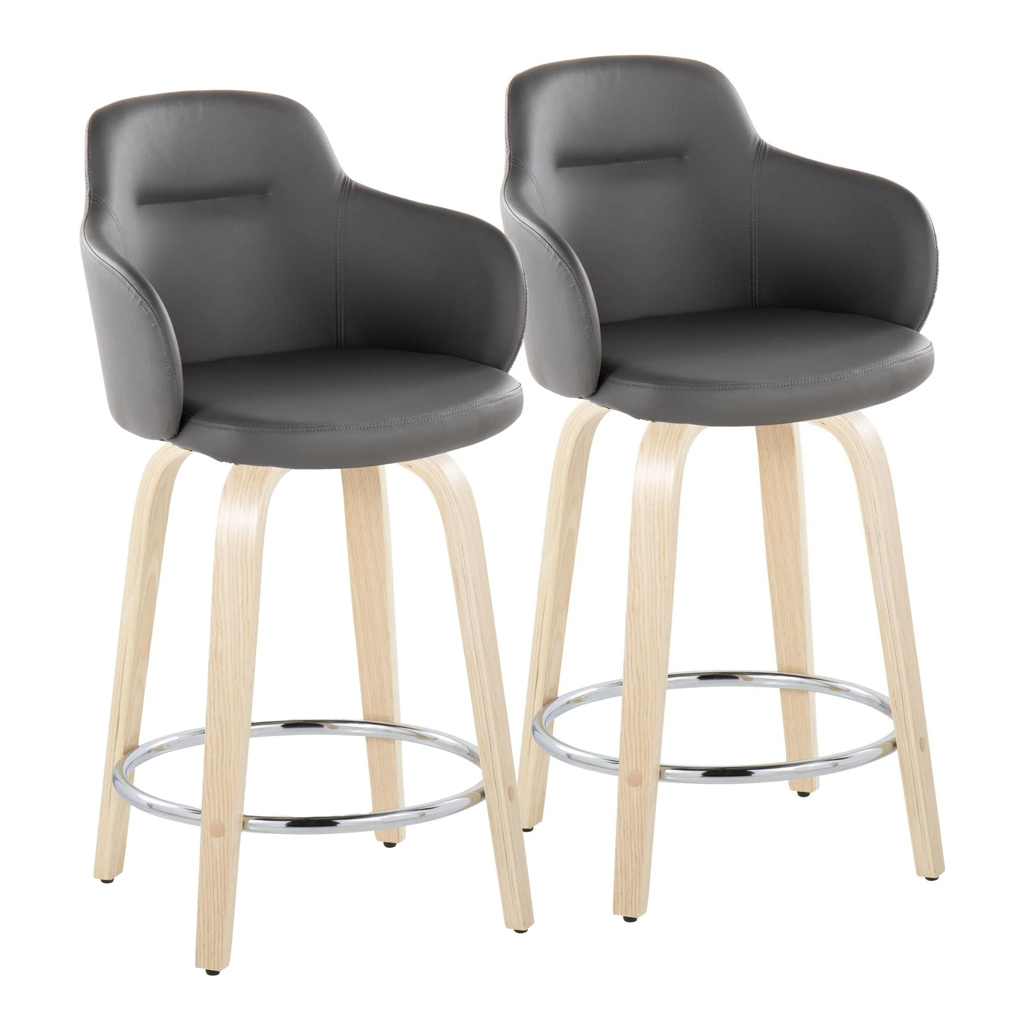 Boyne - Contemporary Fixed Height Counter Stool & Swivel With Round Footrest (Set of 2) - Image 2