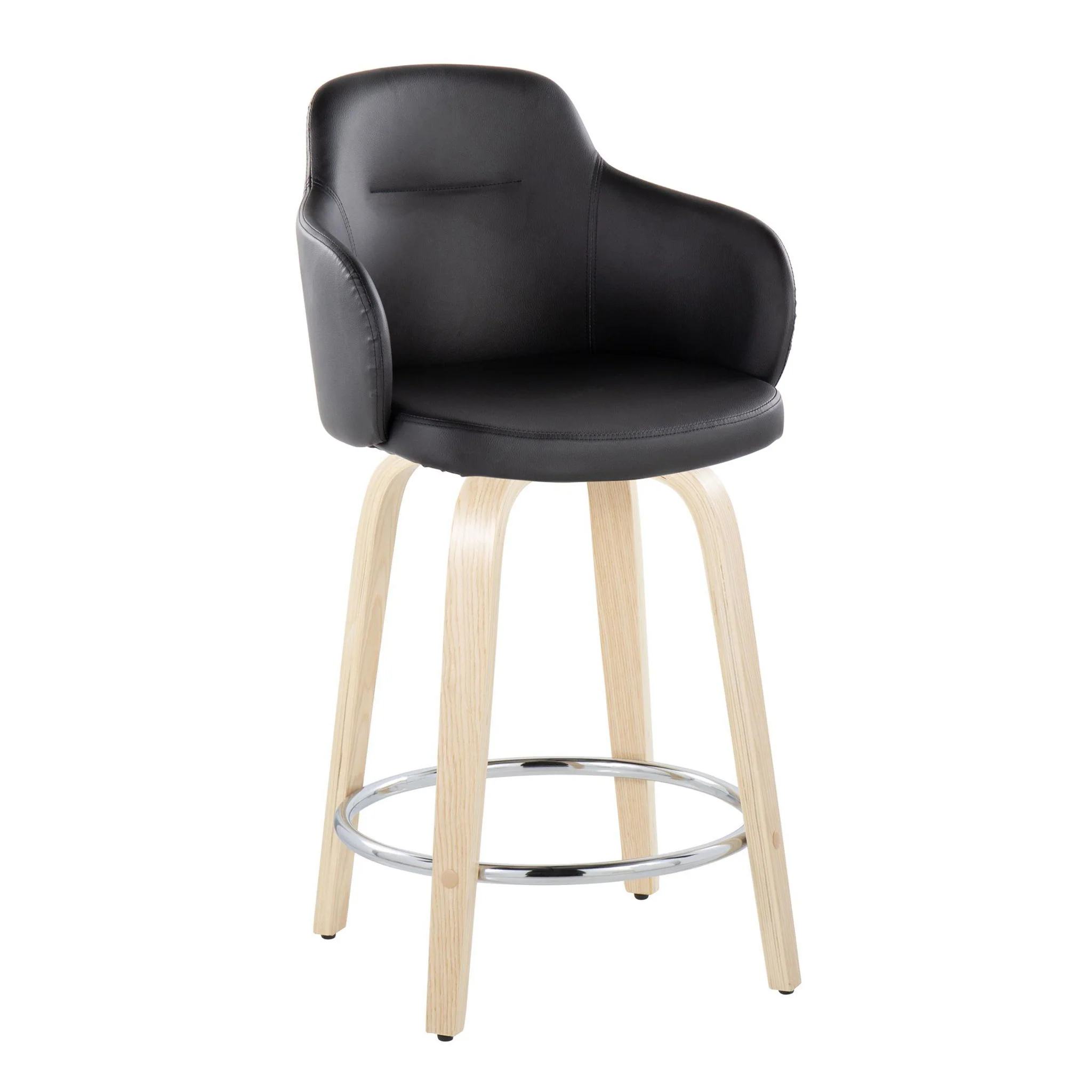 Boyne - Contemporary Fixed Height Counter Stool & Swivel With Round Footrest (Set of 2) - Image 4