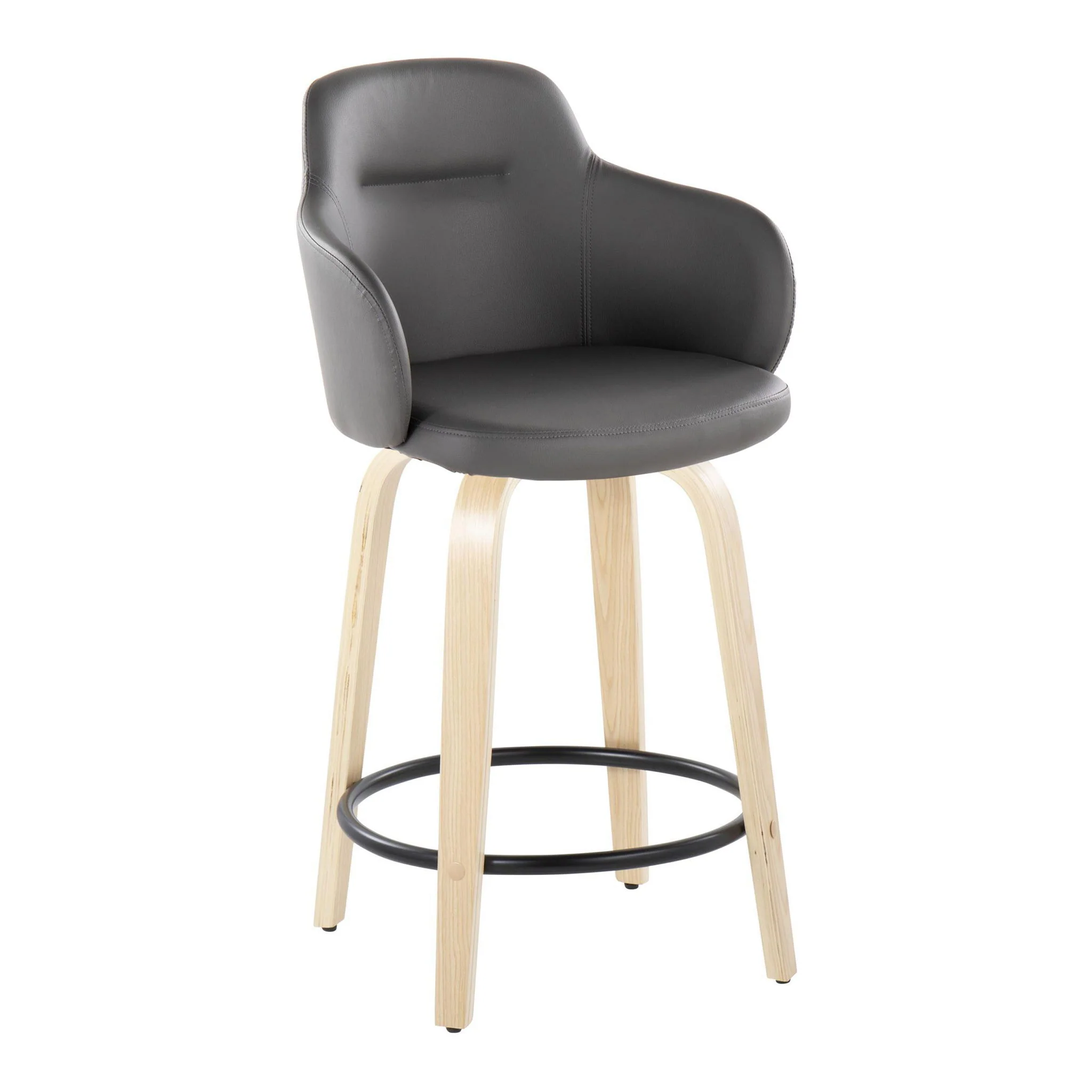 Boyne - Contemporary Fixed Height Counter Stool With Swivel (Set of 2) Round Footrest - Image 2