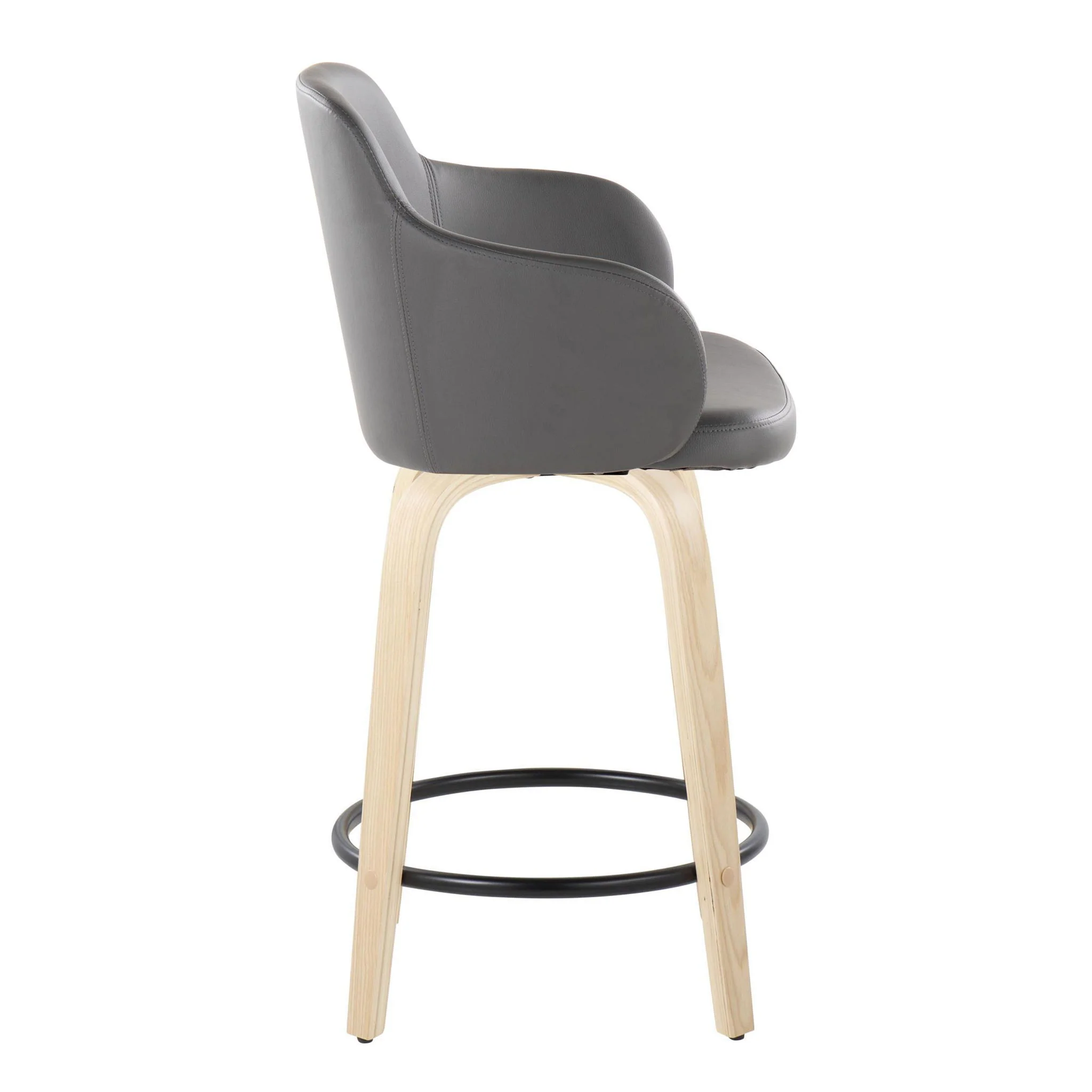 Boyne - Contemporary Fixed Height Counter Stool With Swivel (Set of 2) Round Footrest - Image 4