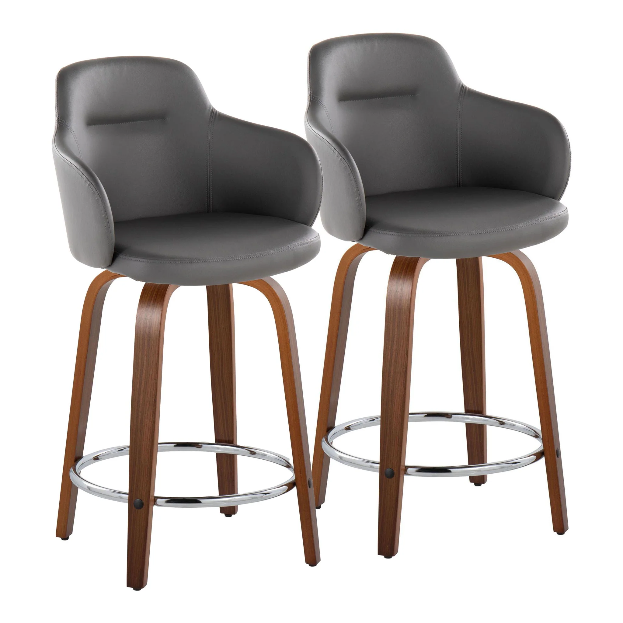 Boyne - Contemporary Fixed Height Counter Stool With Swivel With Round Footrest (Set of 2) - Image 2