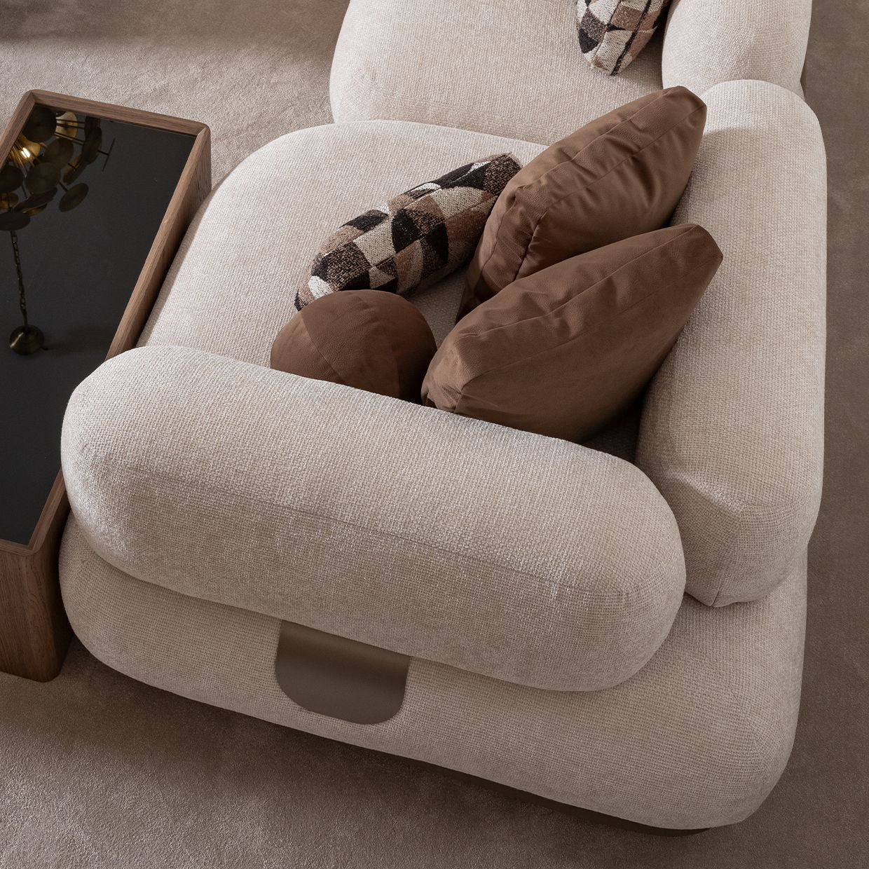Bristol Point - Corner Chair - Fawn / Saddle Brown - Image 3