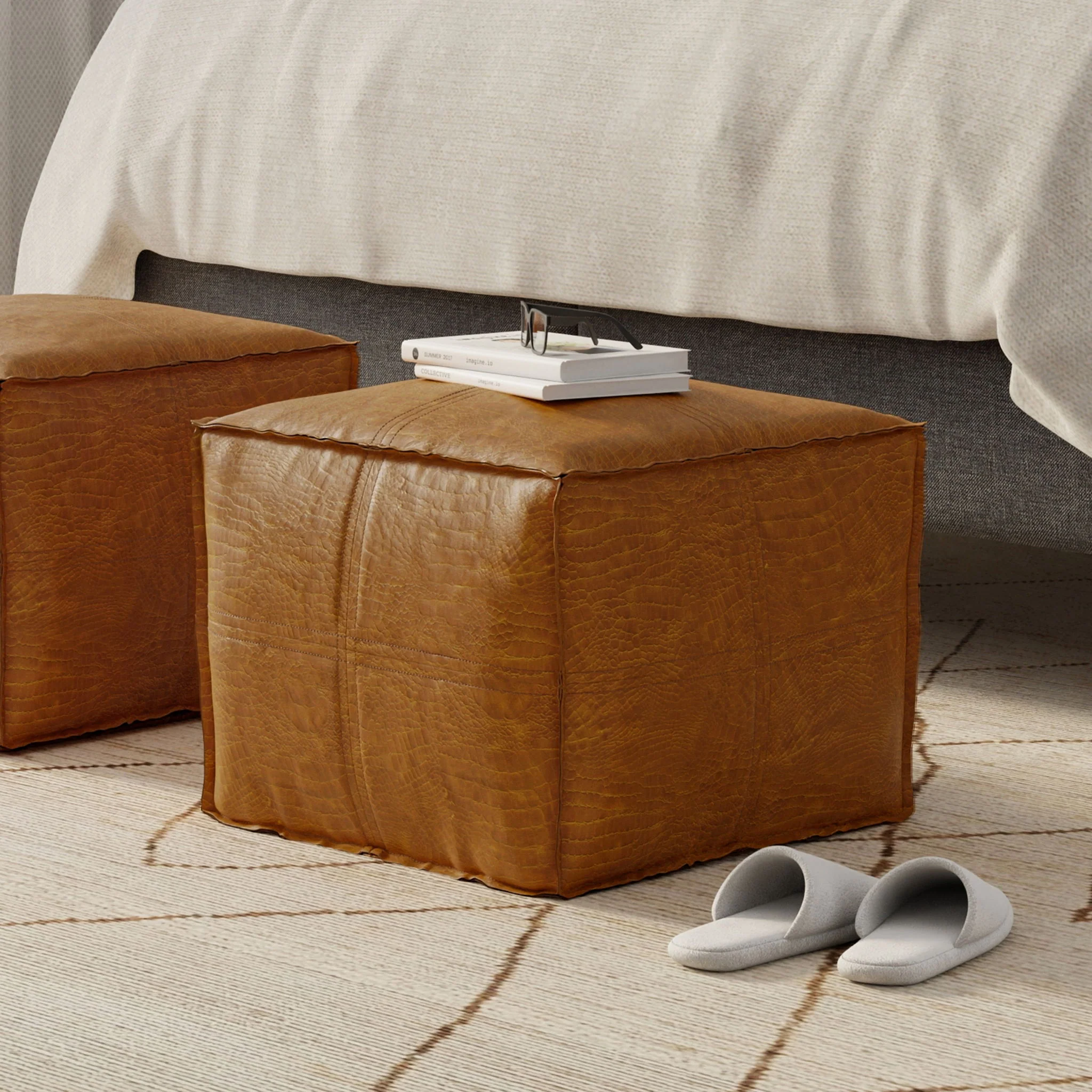 Brody - Square Pouf - Tan - Image 2