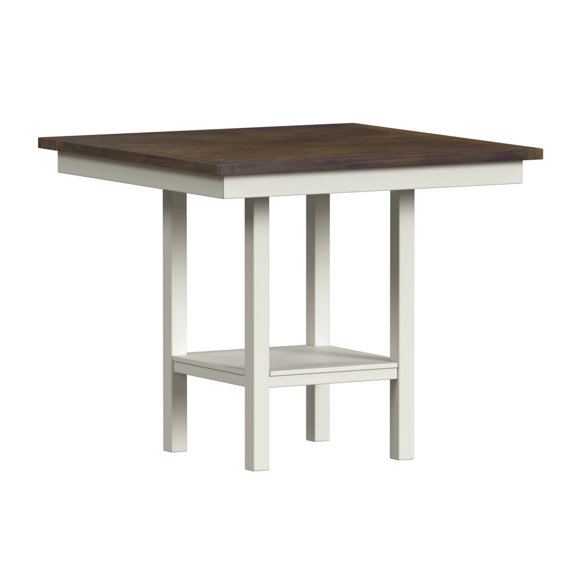 Brooks - 5 Piece Counter Set With Table And 4 Upholstery Seat & Wood Back Chairs - Medium Brown & White - Image 2
