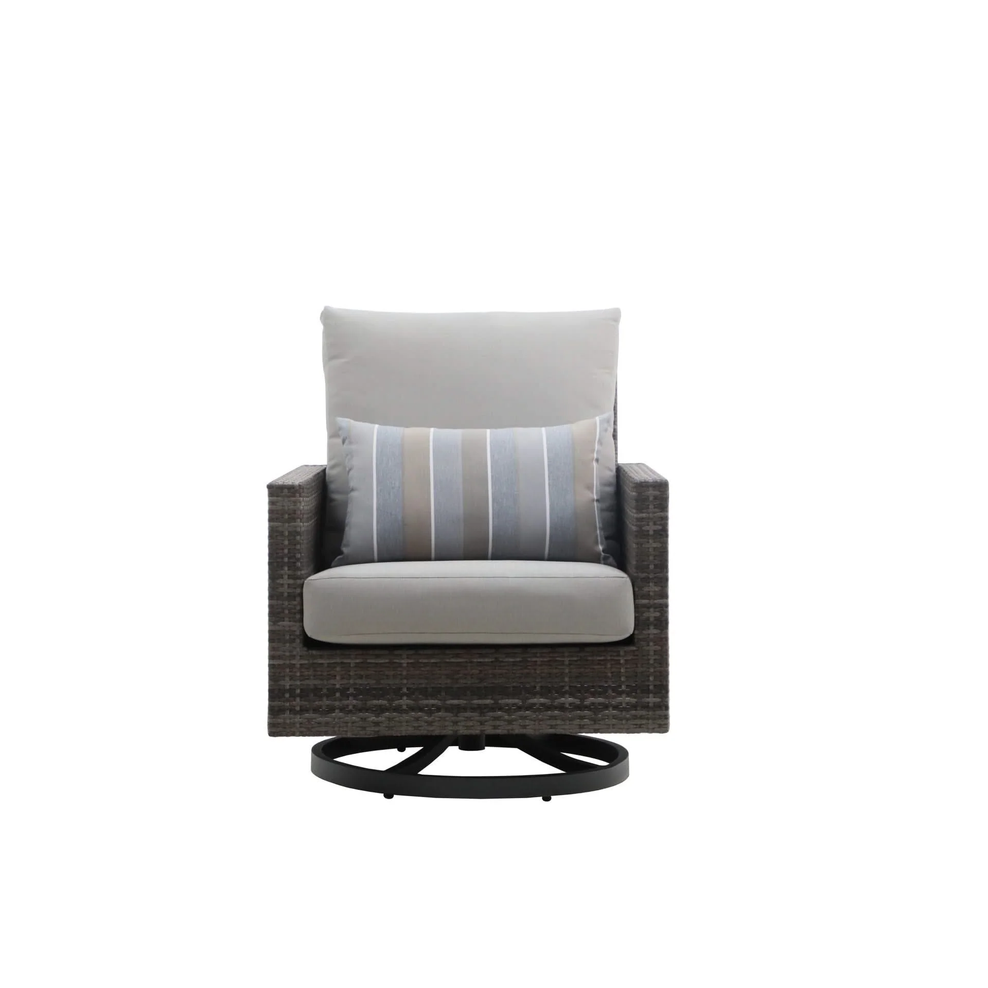 Bungalow - Patio Swivel Club Chair With Accent Pillow (Set of 2) - Gray - Image 3