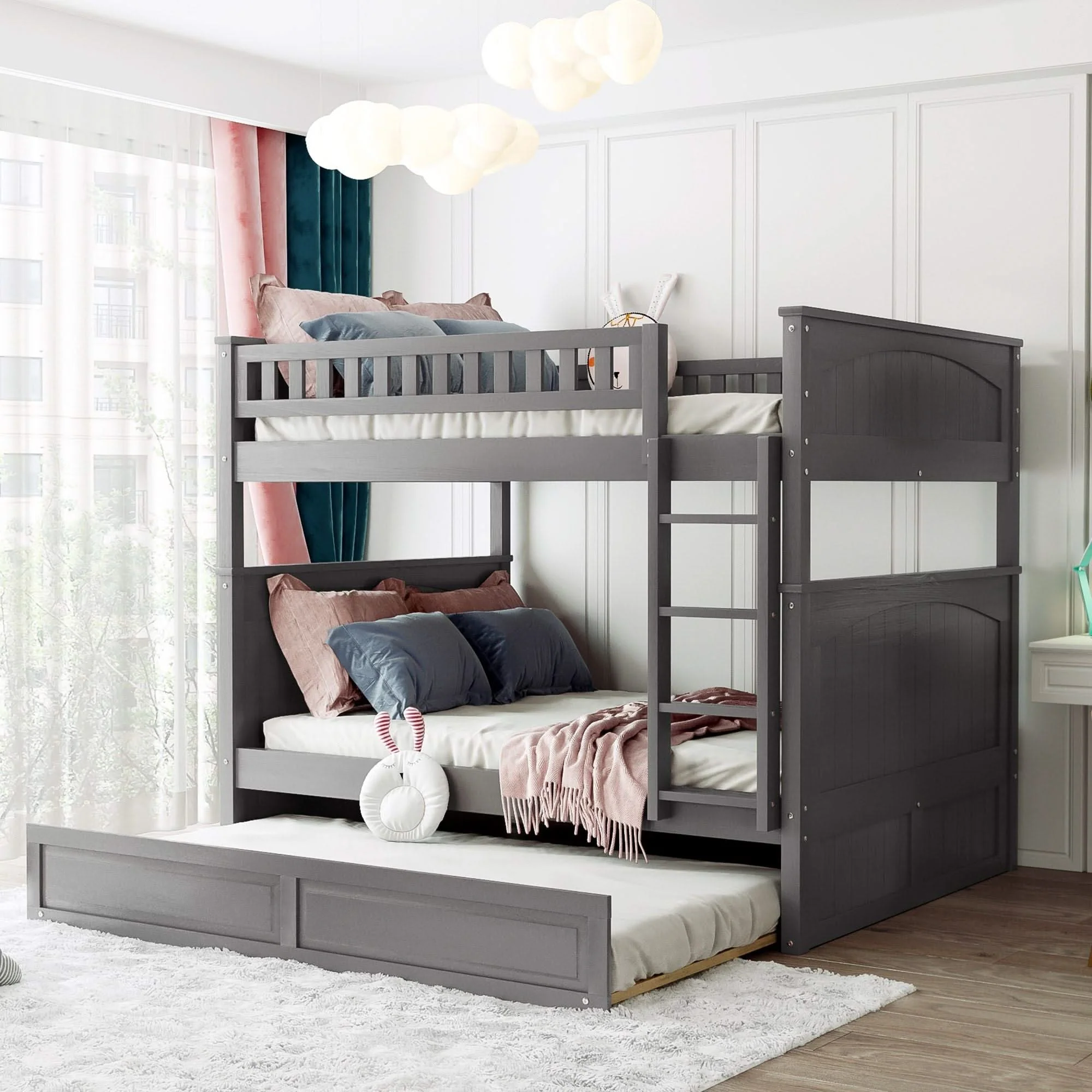 Bunk Bed With Twin Size Trundle, Guardrails - Image 2