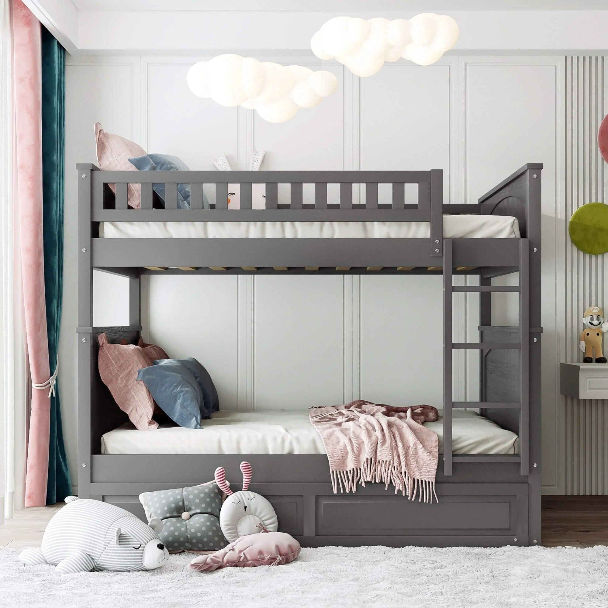 Bunk Bed With Twin Size Trundle, Guardrails - Image 5