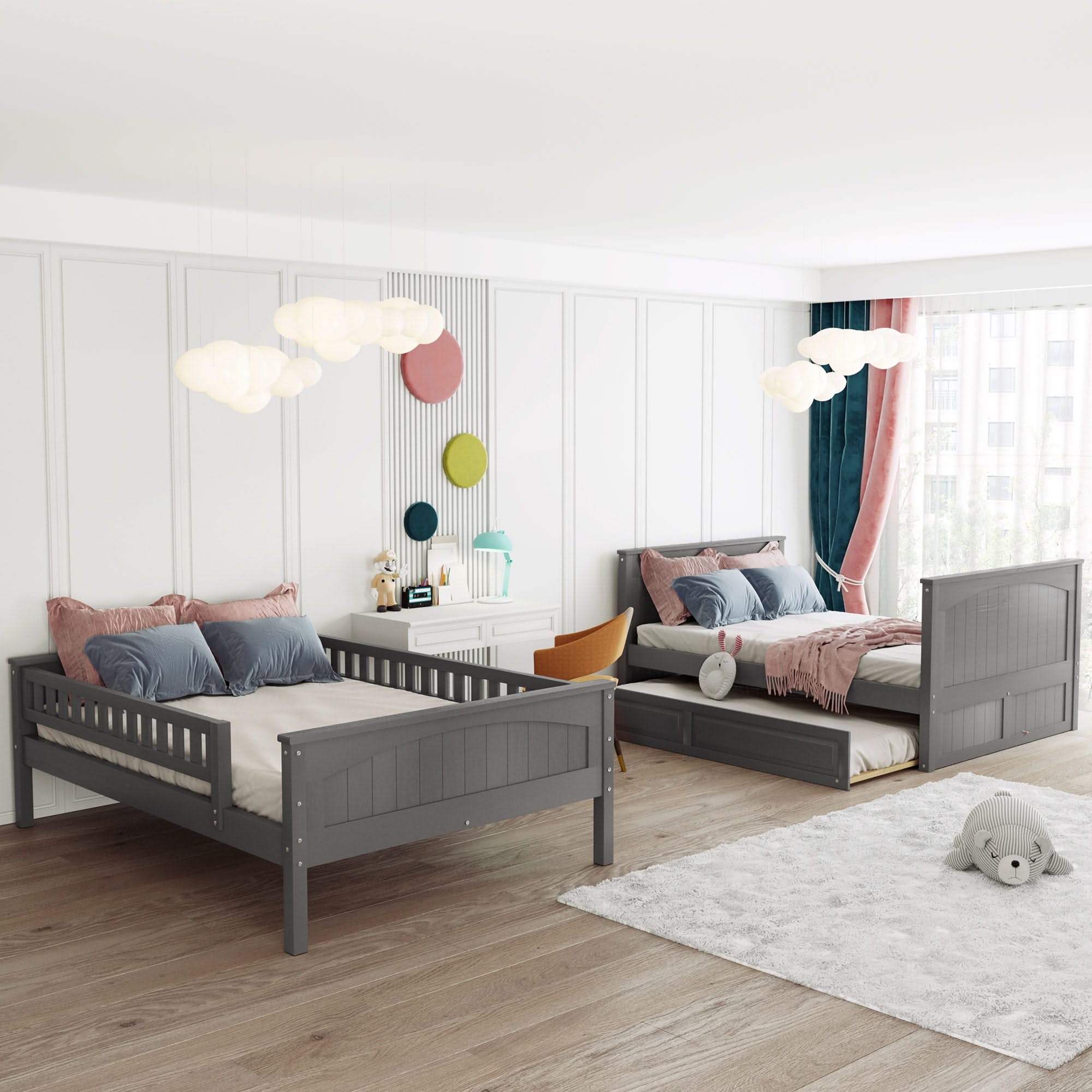 Bunk Bed With Twin Size Trundle, Guardrails - Image 6