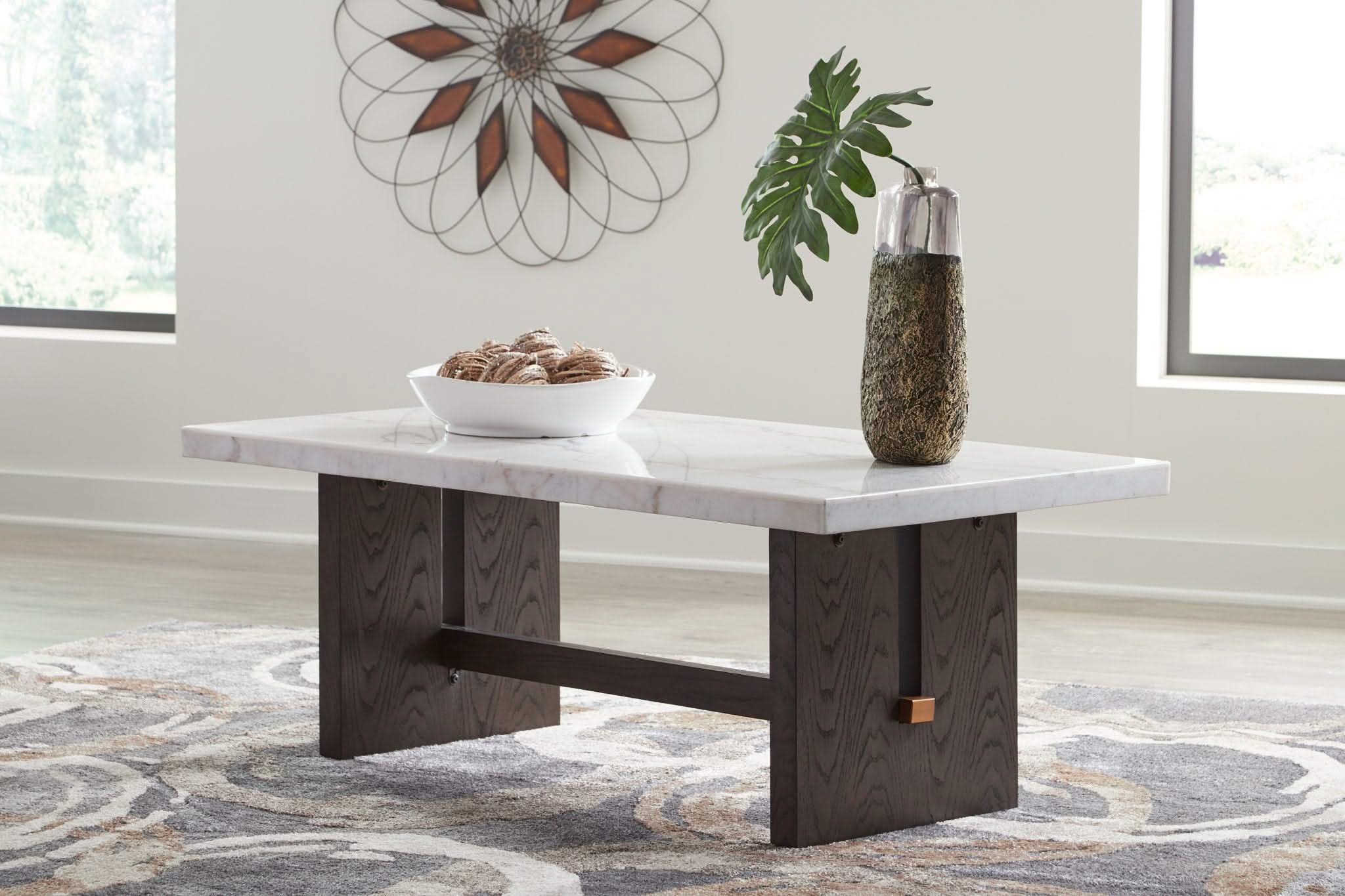 Burkhaus - Rectangular Cocktail Table - White / Dark Brown - Image 3