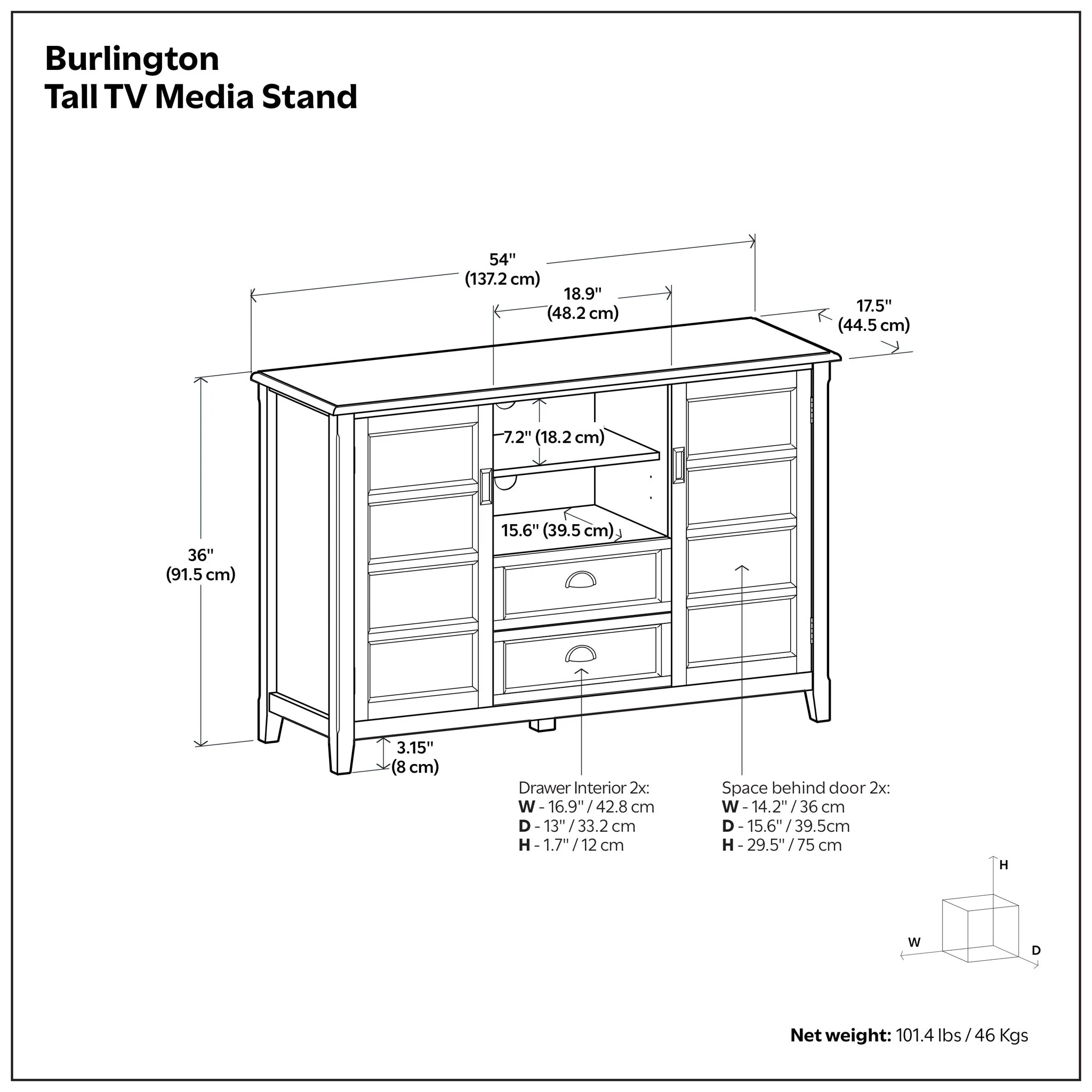 Burlington - Handcrafted Tall TV Media Stand - Image 8