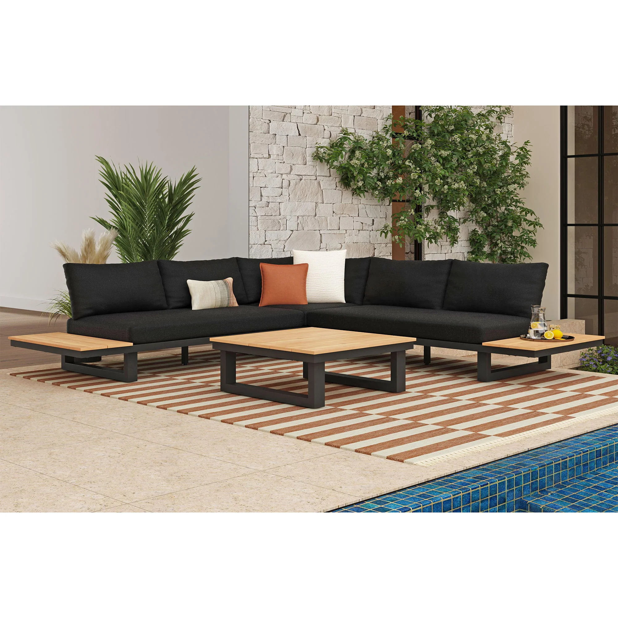 Cabana - Three Piece Outdoor Living Set - Black - Image 3