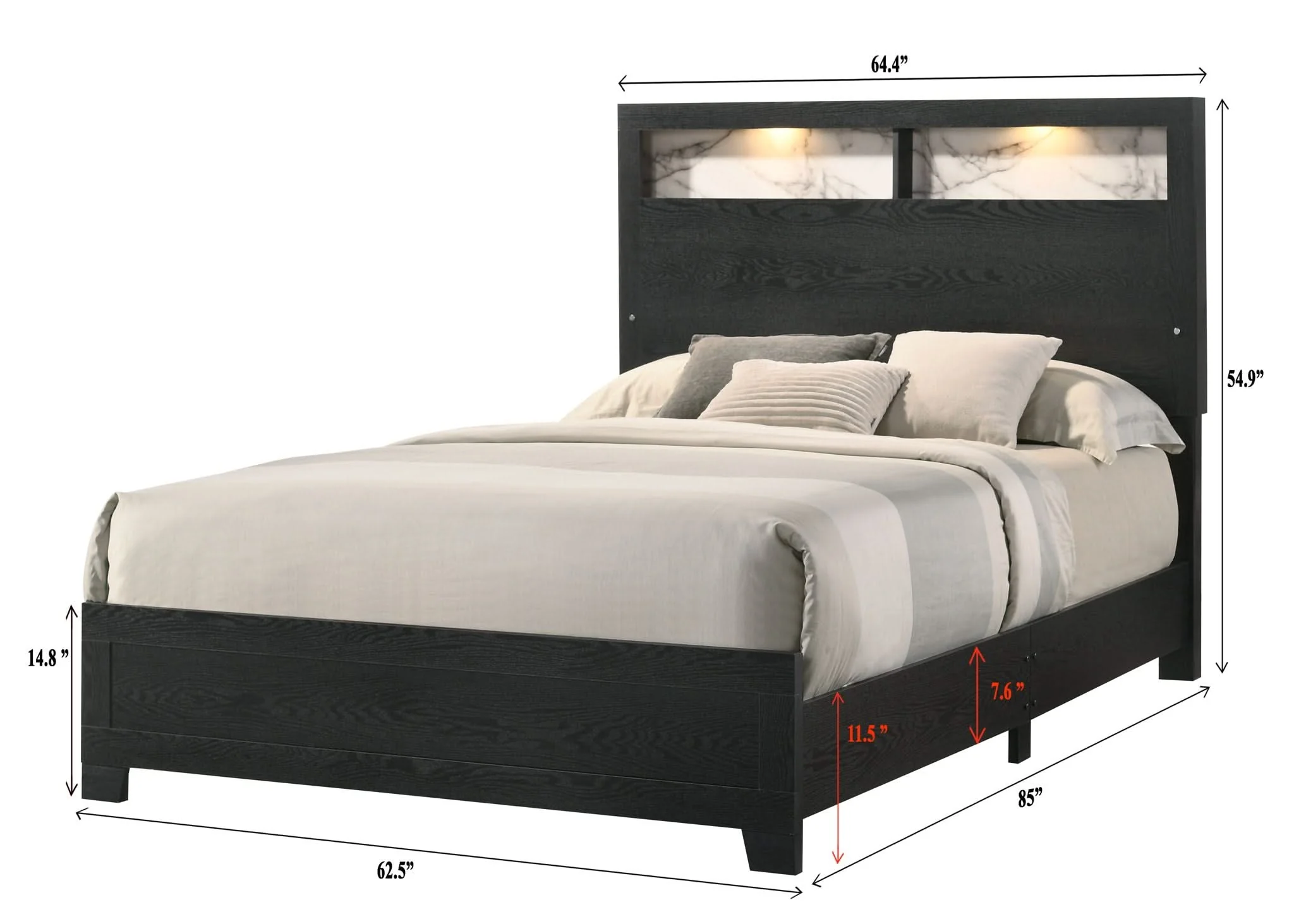 Cadence - Queen Bed In One Box With Shelves - Black - Image 2