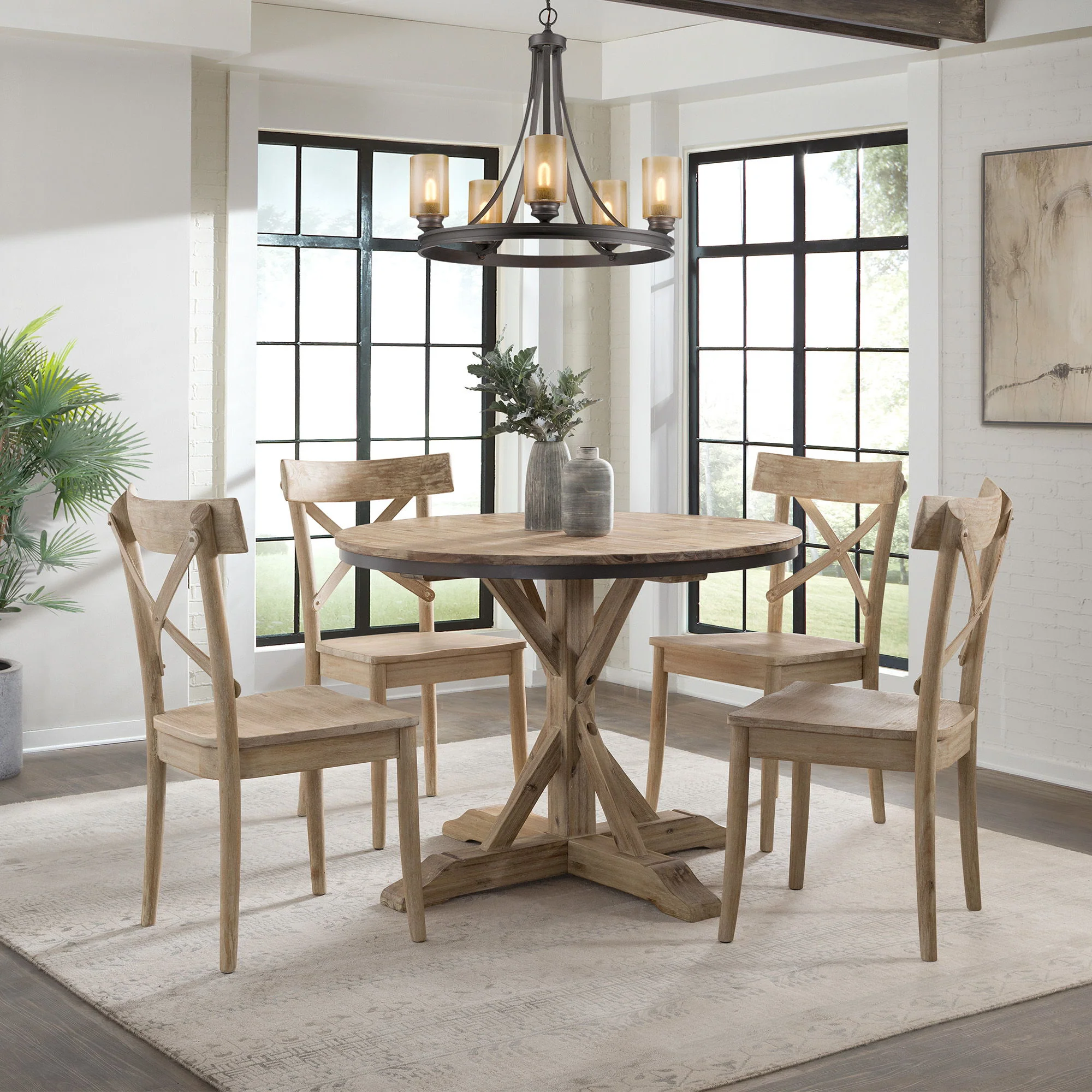 Callista - Round Standard Height 5 Piece Dining Set (Table And Four Chairs) - Beach - Image 3