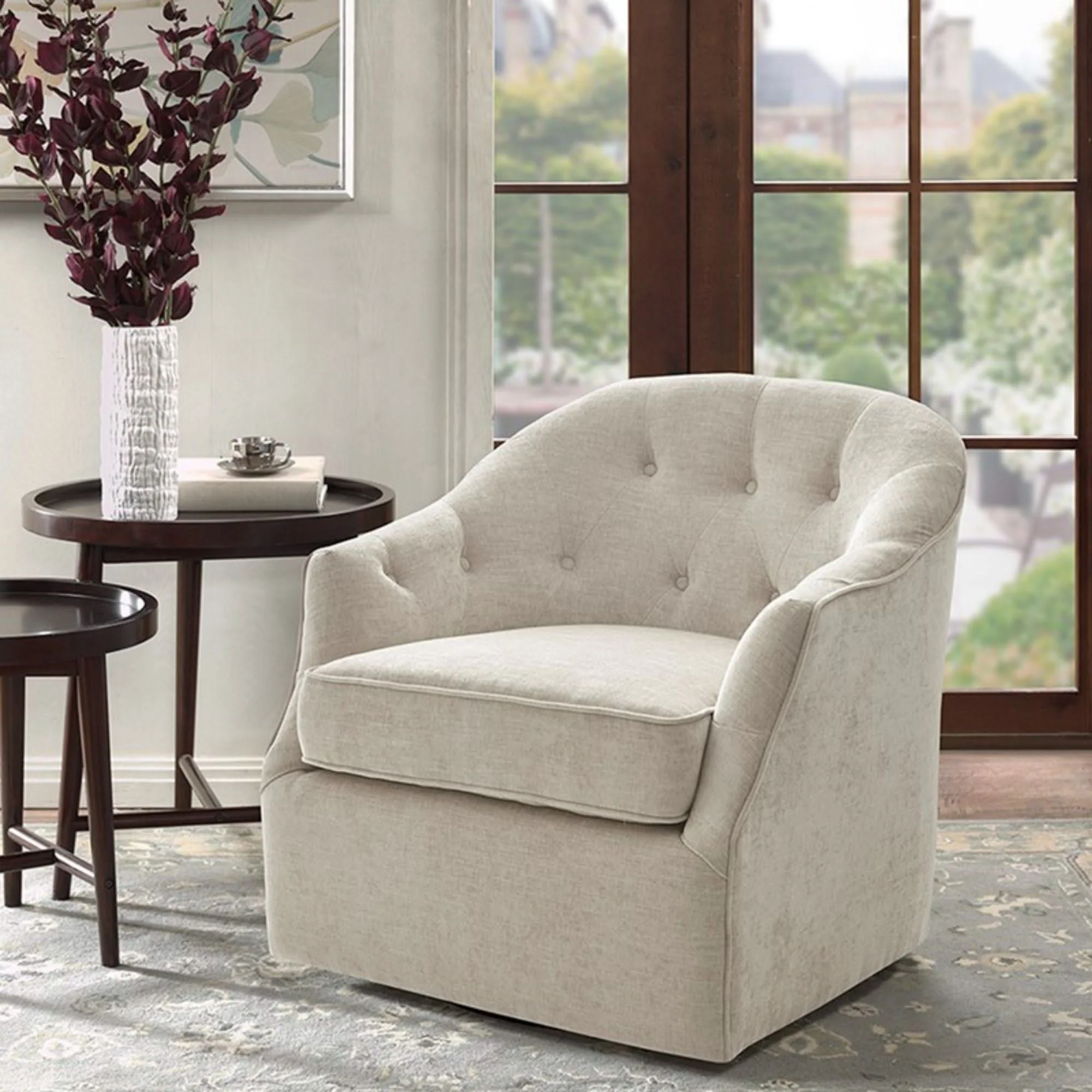Calvin - Swivel Chair With 360 Degree Rotation - Beige - Image 2