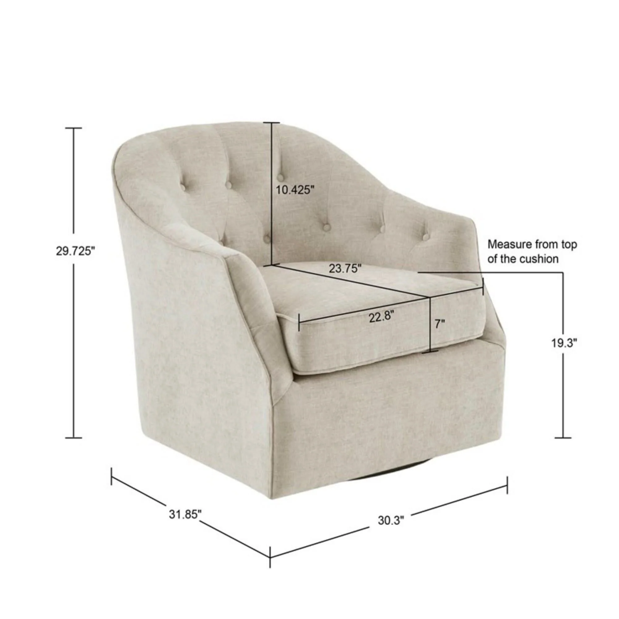 Calvin - Swivel Chair With 360 Degree Rotation - Beige - Image 4