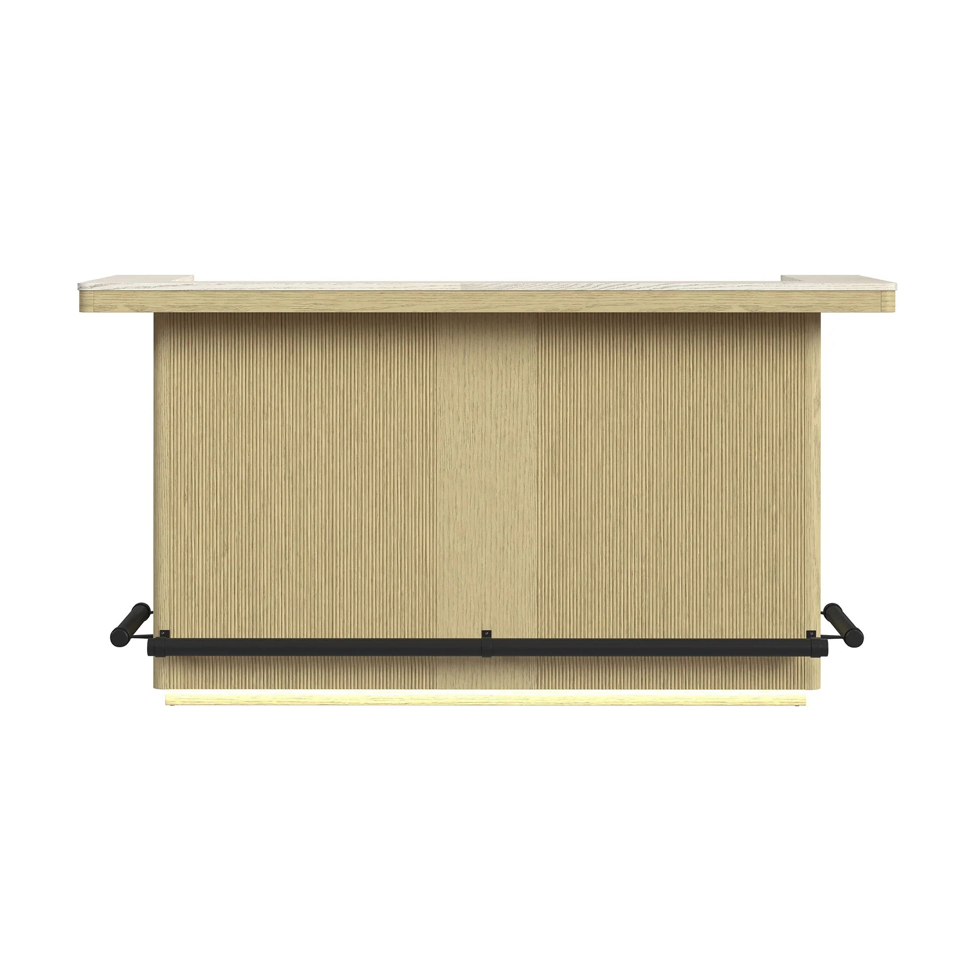 Cambrie - Bar Table With LED - Off-White And Natural - Image 2