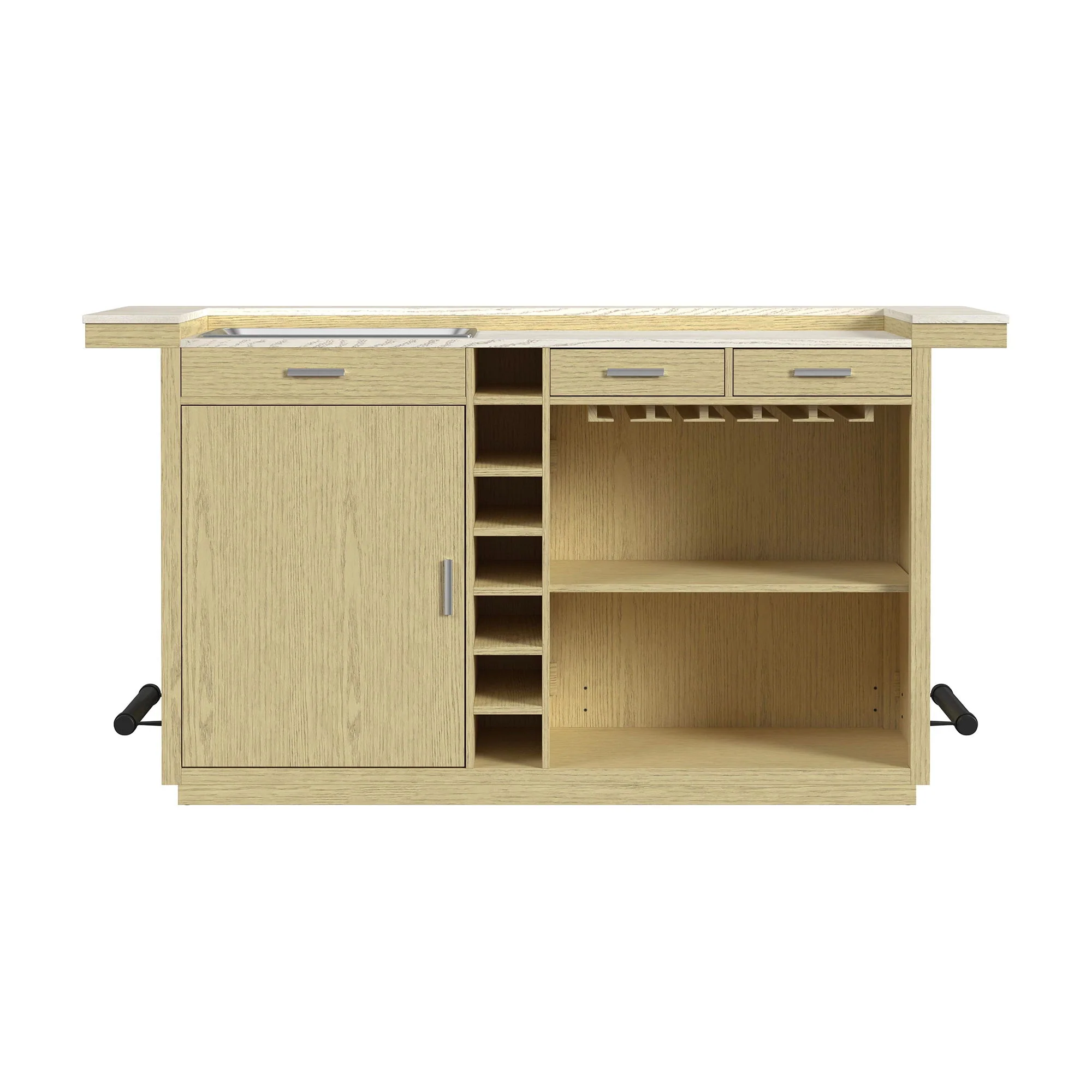 Cambrie - Bar Table With LED - Off-White And Natural - Image 4