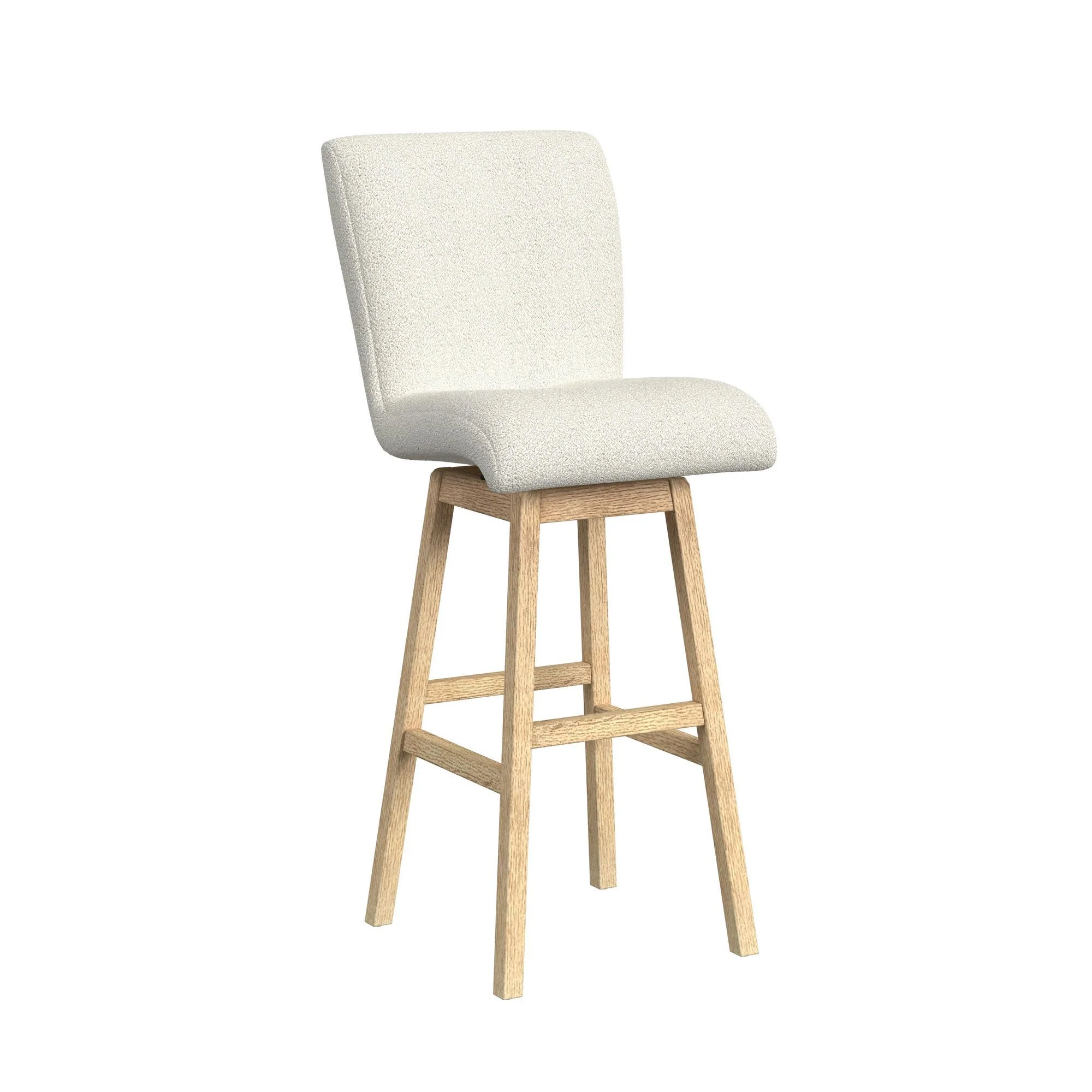 Cambrie - Upholstered Swivel Bar Stool With Boucle (Set of 2) - Beige / Natural - Image 4