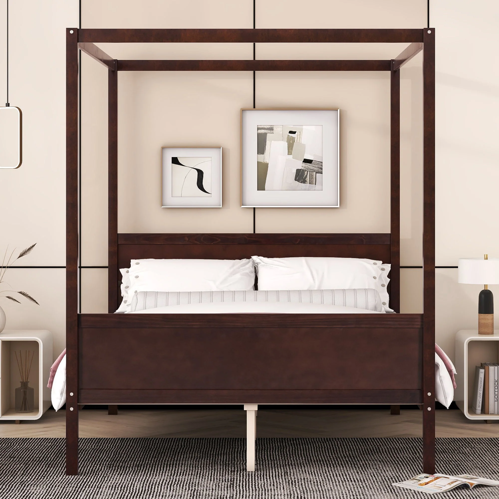 Canopy Platform Bed With Headboard And Footboard, Slat Support Leg - Image 5