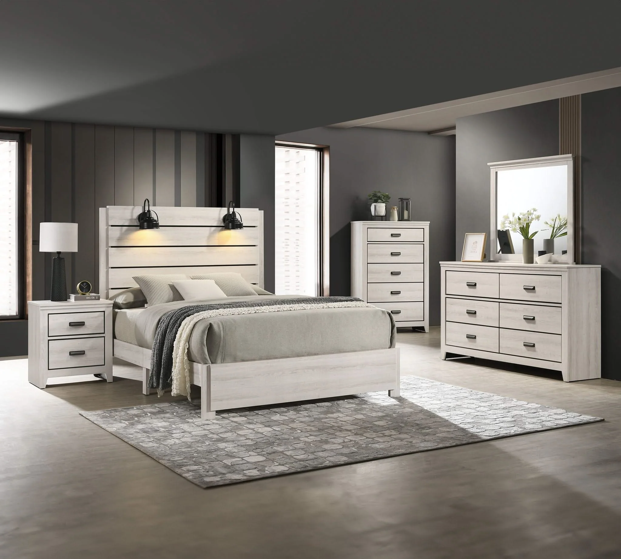 Carter - King 5 Piece Bedroom Set - White