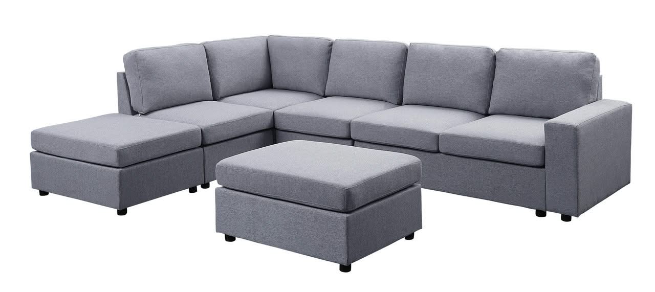 Cassia - 7 Seat Reversible Modular Sectional Sofa With Ottoman - Image 4