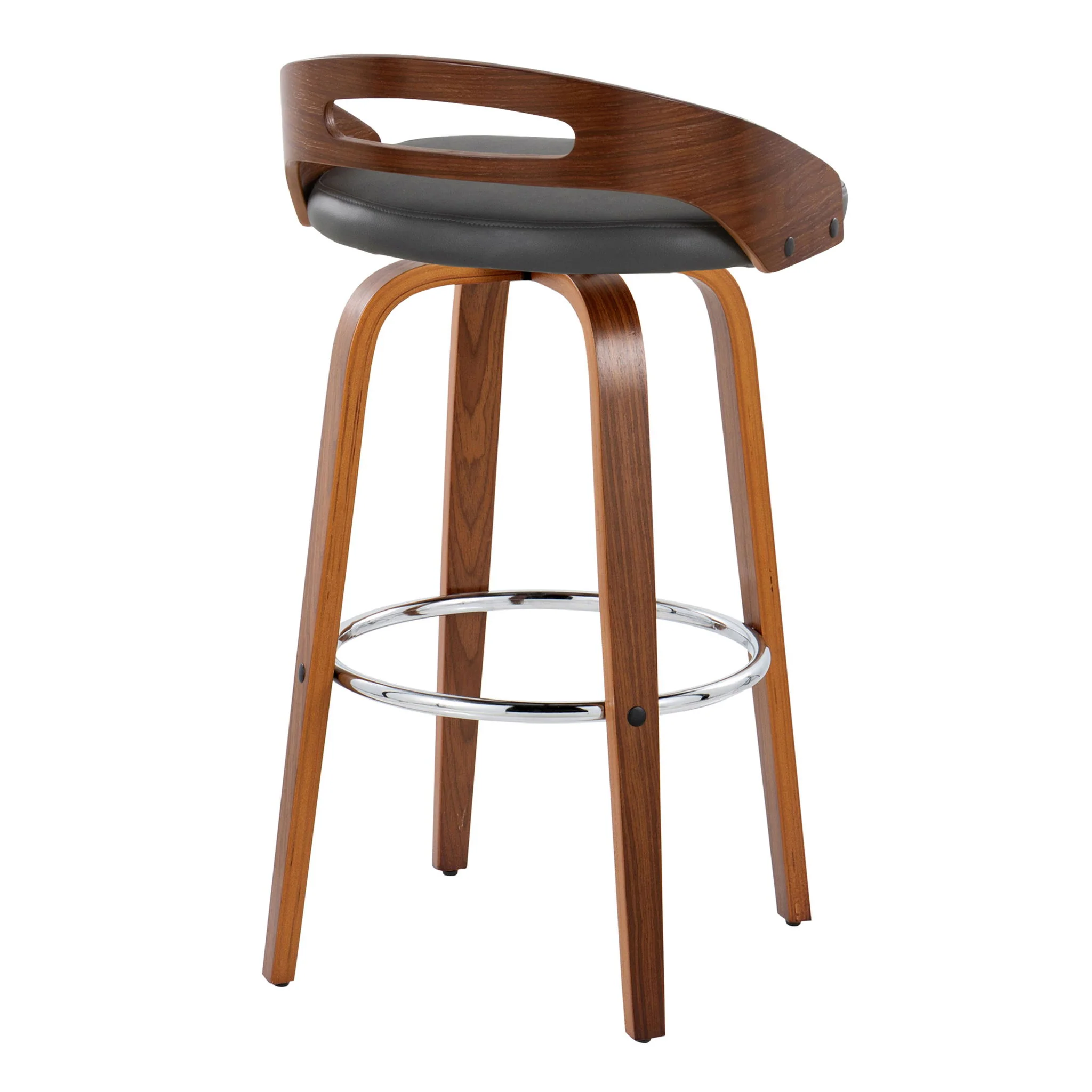 Cassis - Contemporary Fixed Height Barstool With Swivel With Round Footrest (Set of 2) - Image 2