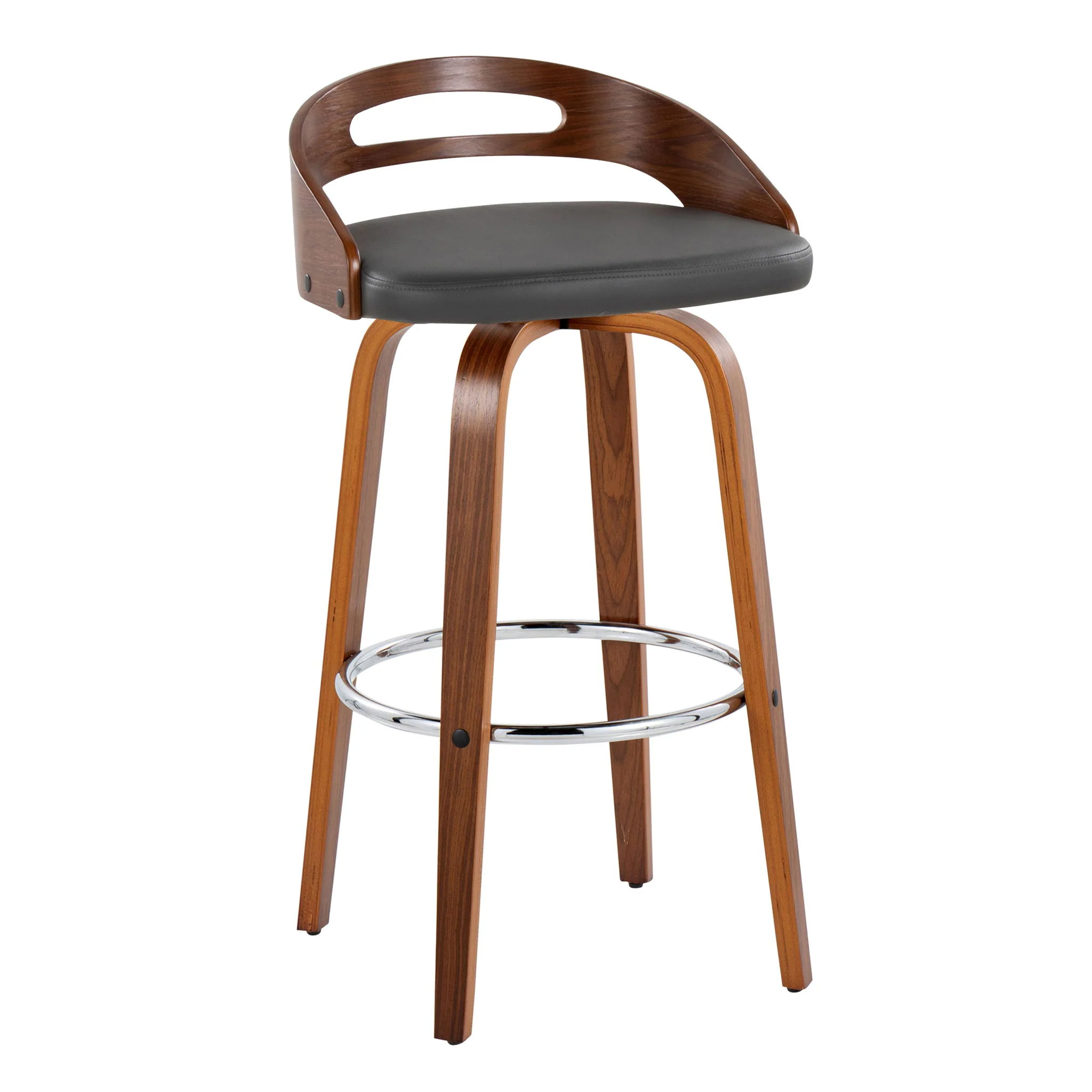 Cassis - Contemporary Fixed Height Barstool With Swivel With Round Footrest (Set of 2) - Image 3
