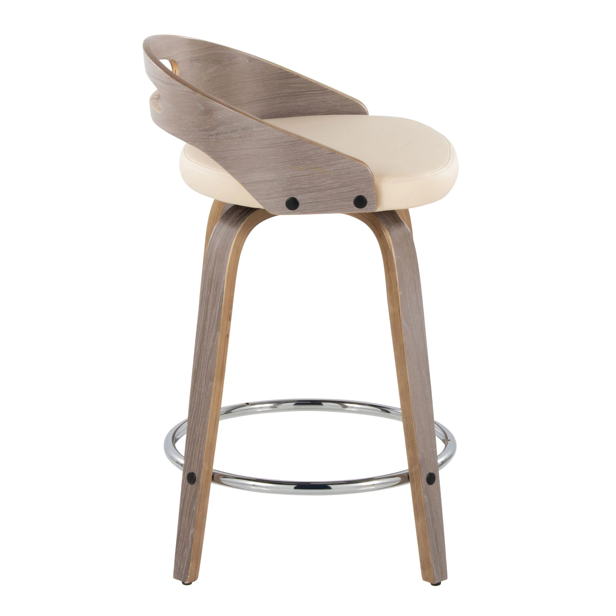 Cassis - Mid Century Modern Fixed Height Counter Stool With Swivel With Round Footrest (Set of 2) - Image 3