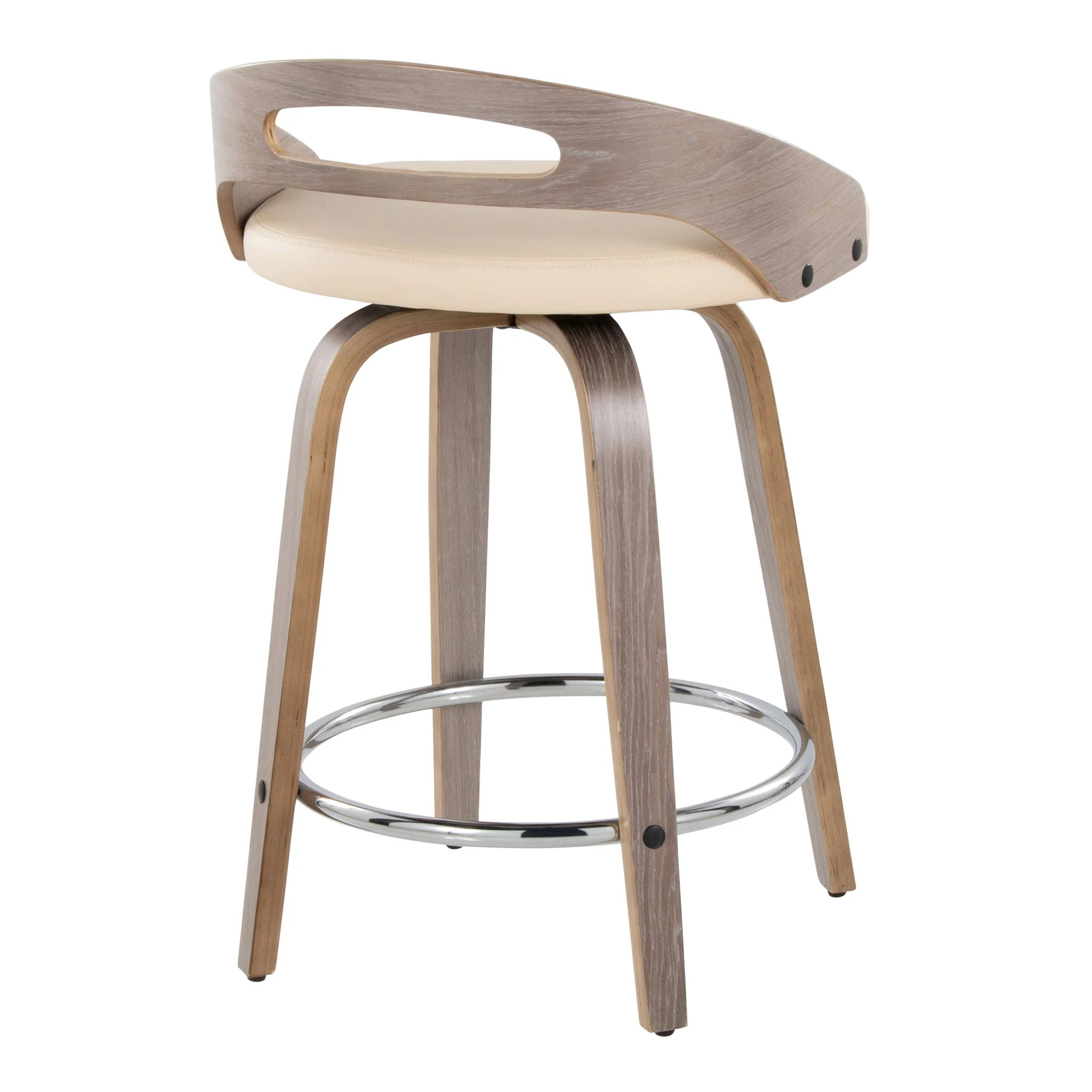 Cassis - Mid Century Modern Fixed Height Counter Stool With Swivel With Round Footrest (Set of 2) - Image 4