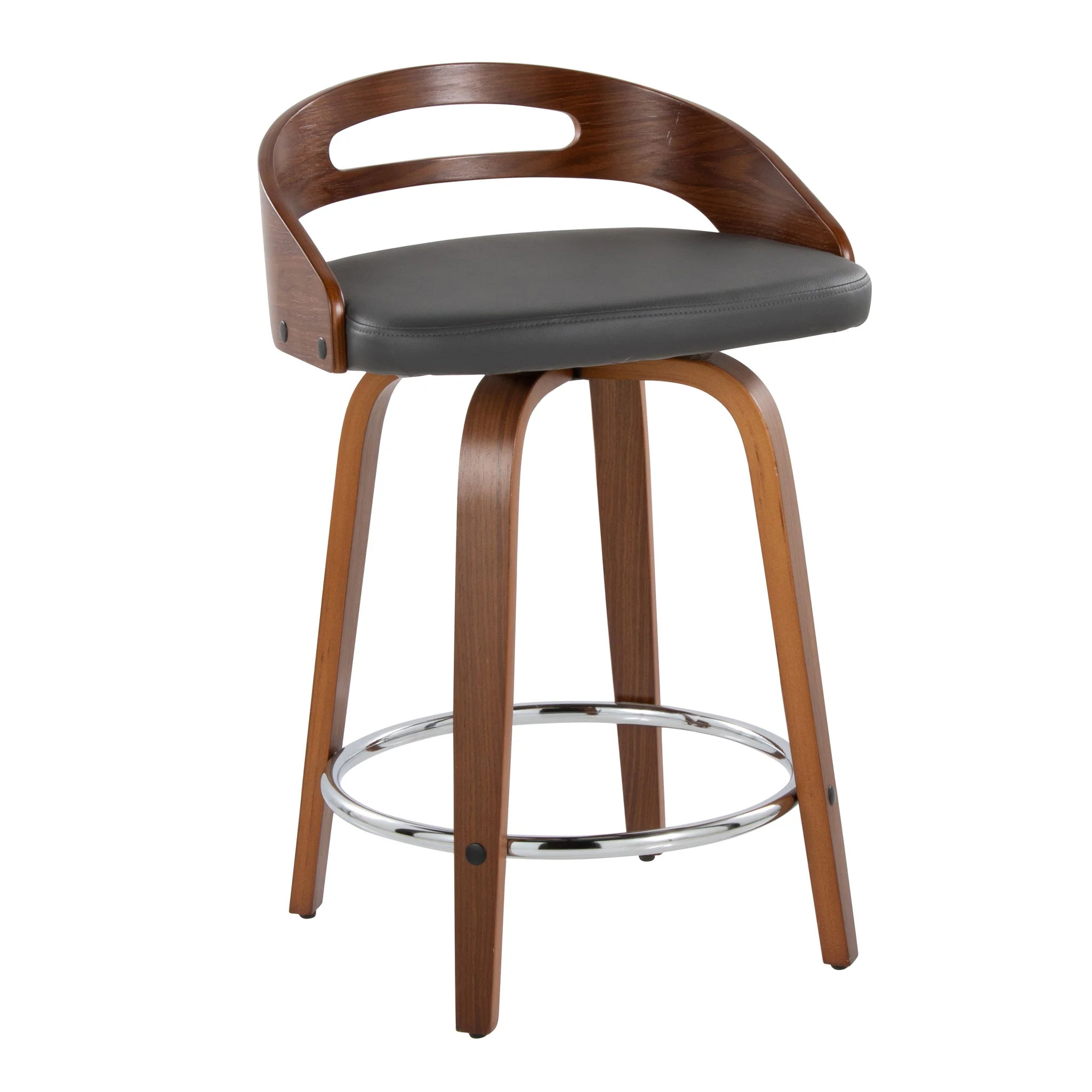 Cassis - Mid Century Modern Fixed Height Counter Stool With Swivel With Round Footrest (Set of 2) - Image 5