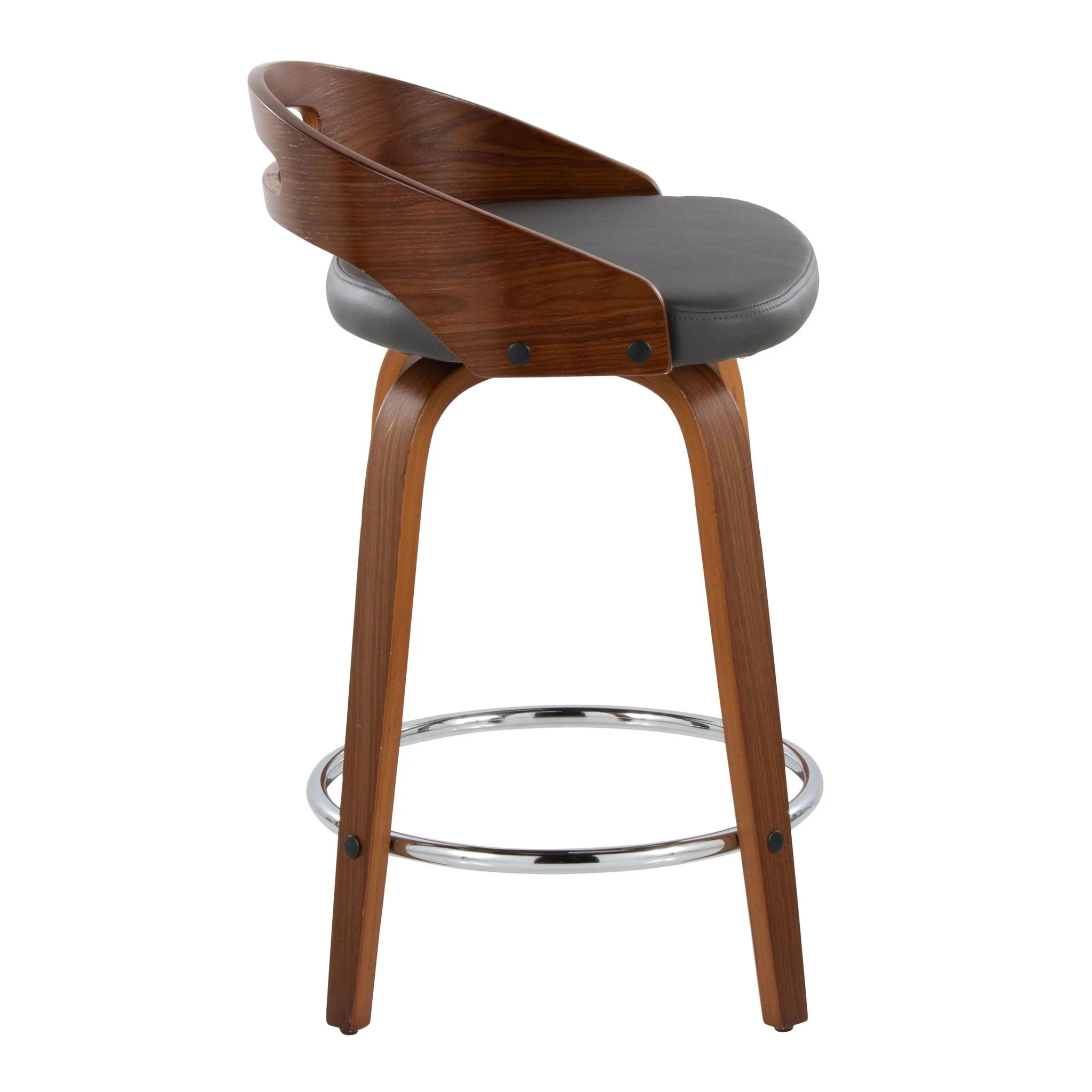 Cassis - Mid Century Modern Fixed Height Counter Stool With Swivel With Round Footrest (Set of 2) - Image 6