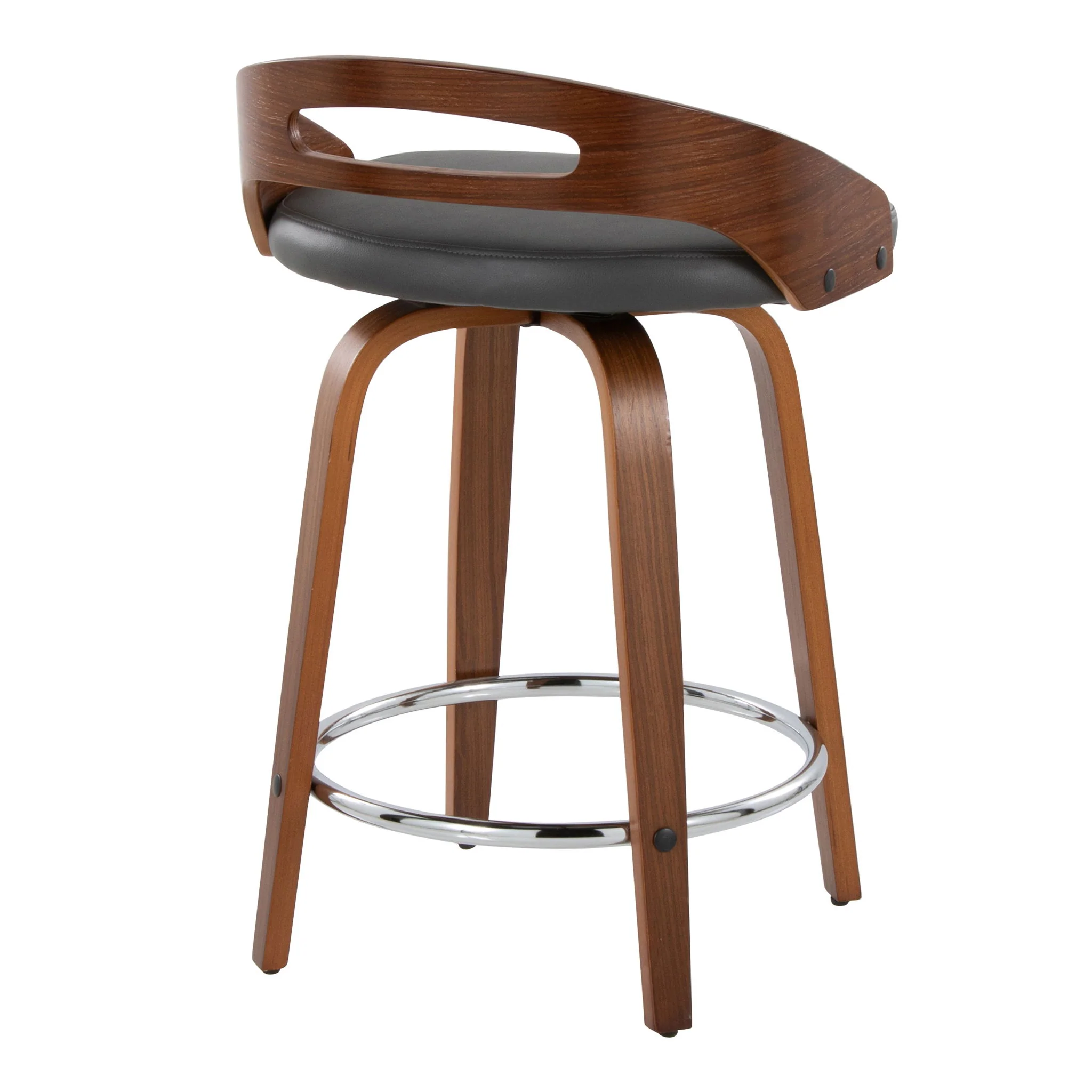 Cassis - Mid Century Modern Fixed Height Counter Stool With Swivel With Round Footrest (Set of 2) - Image 8