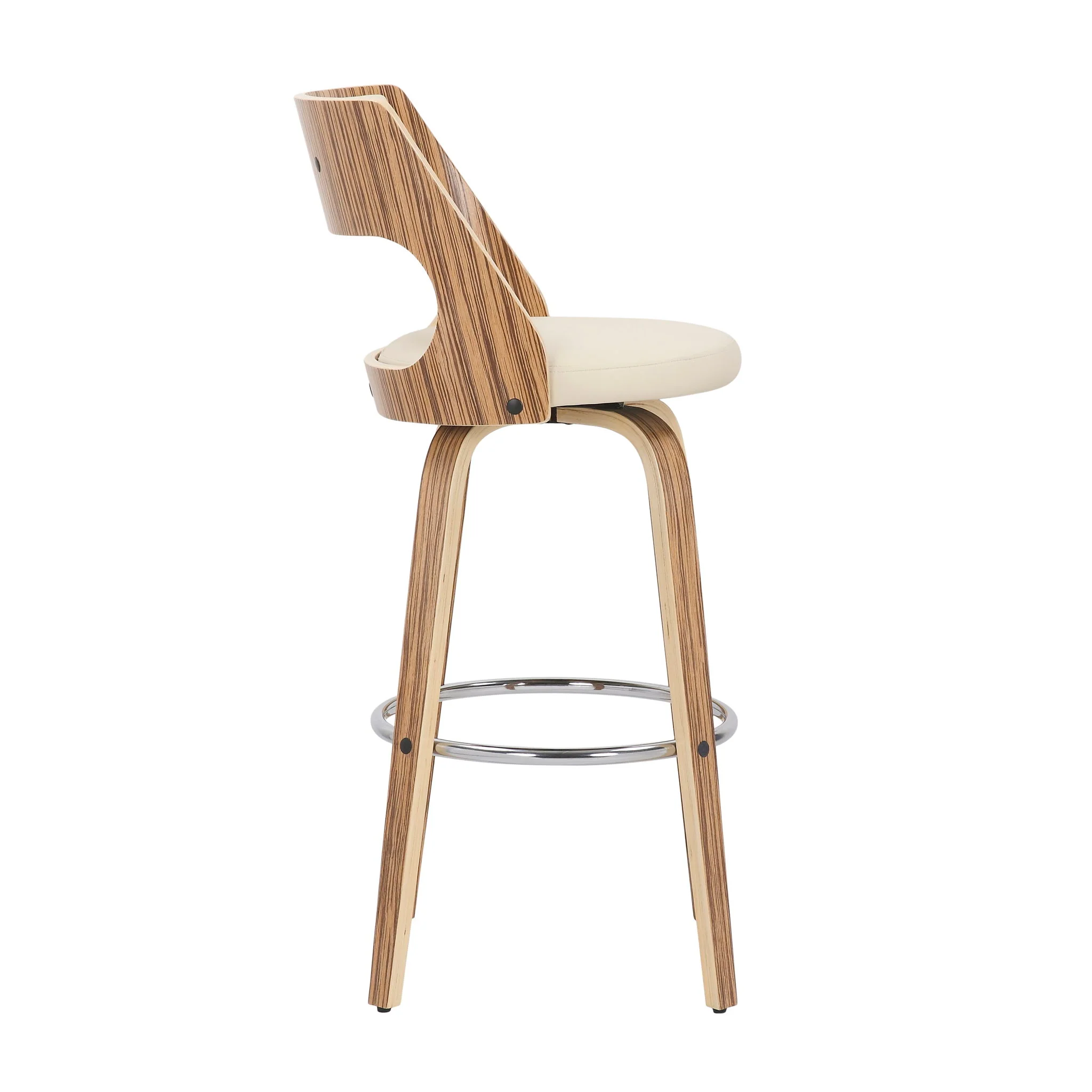 Cecina - Mid-Century Modern Fixed Height Barstool With Swivel (Set of 2) - Zebra / Cream - Image 2