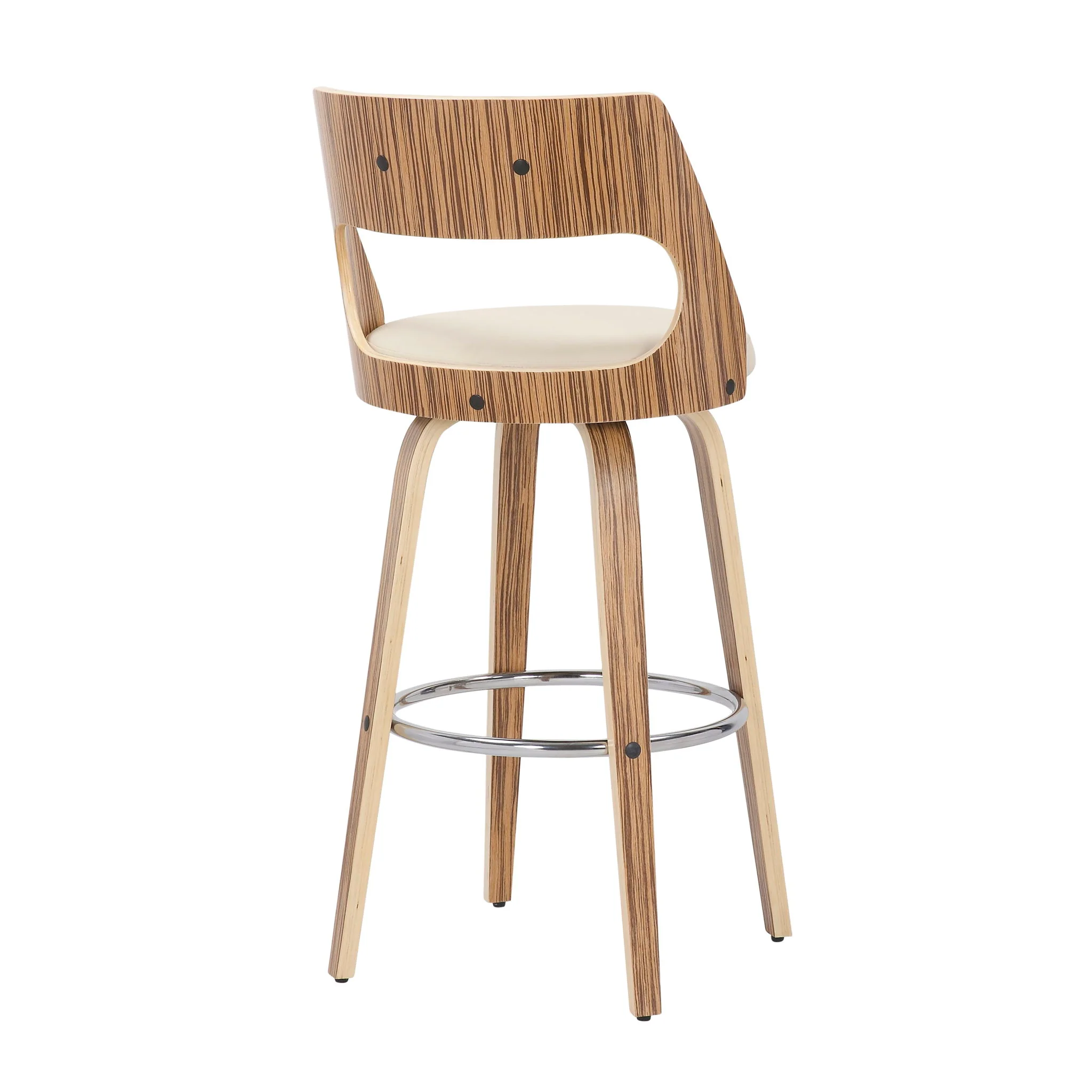Cecina - Mid-Century Modern Fixed Height Barstool With Swivel (Set of 2) - Zebra / Cream - Image 3