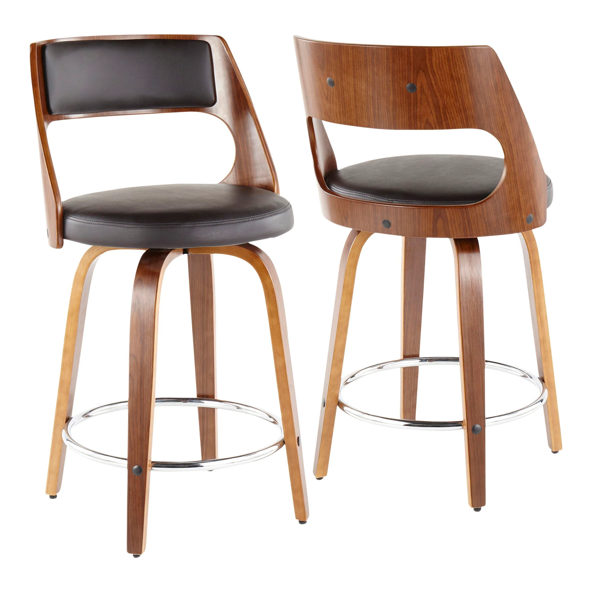 Cecina - Mid-Century Modern Fixed Height Counter Stool With Swivel And Round Footrest (Set of 2) - Image 10