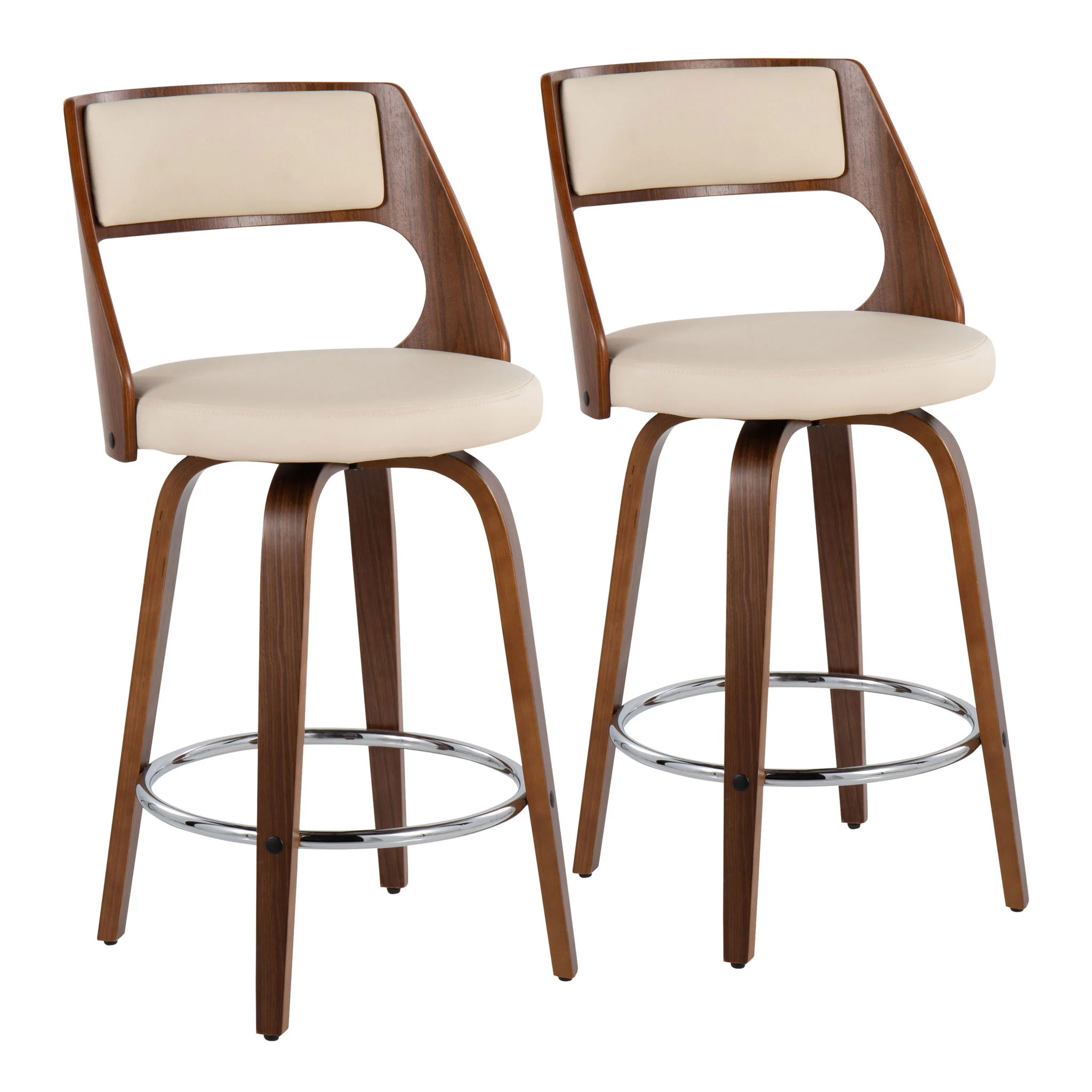 Cecina - Mid-Century Modern Fixed Height Counter Stool With Swivel And Round Footrest (Set of 2) - Image 3