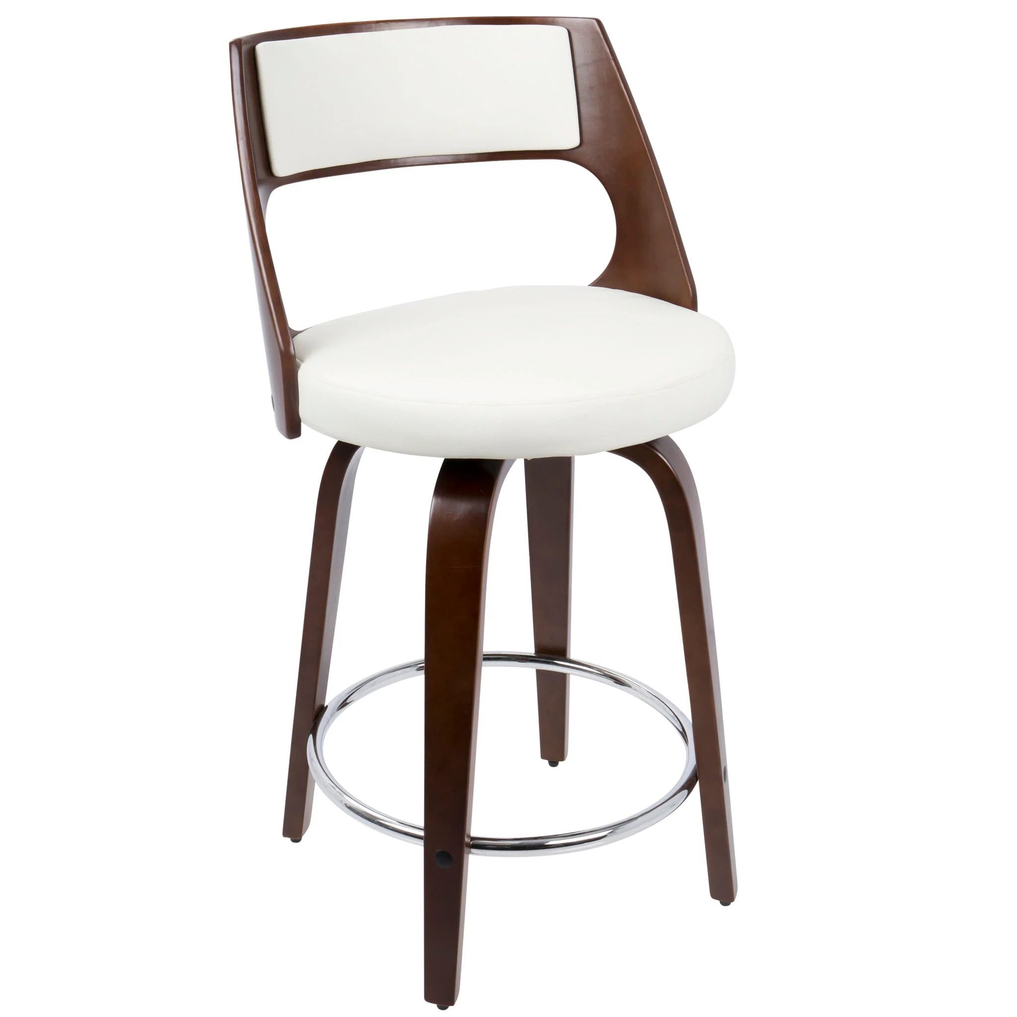 Cecina - Mid-Century Modern Fixed Height Counter Stool With Swivel And Round Footrest (Set of 2) - Image 4