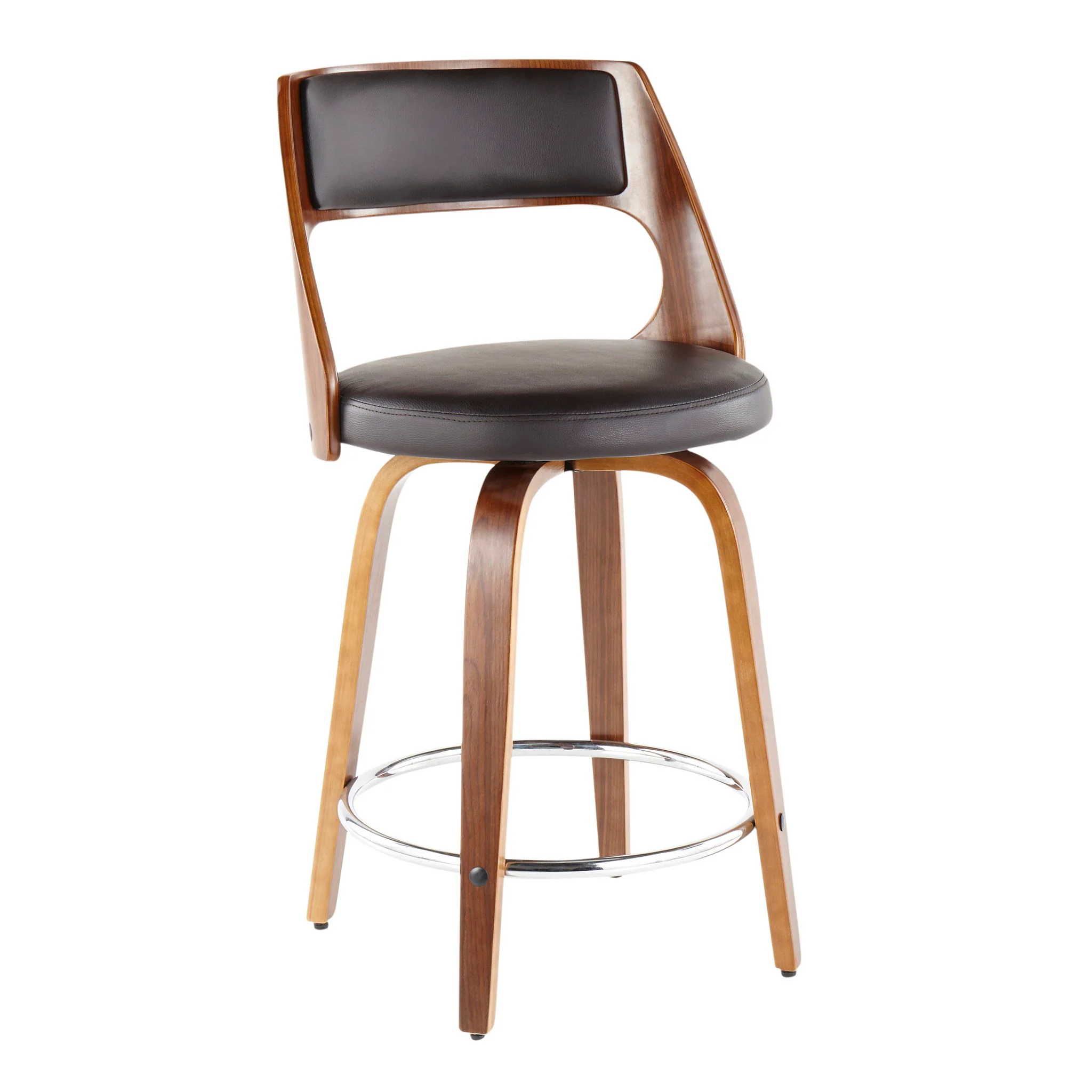 Cecina - Mid-Century Modern Fixed Height Counter Stool With Swivel And Round Footrest (Set of 2) - Image 5