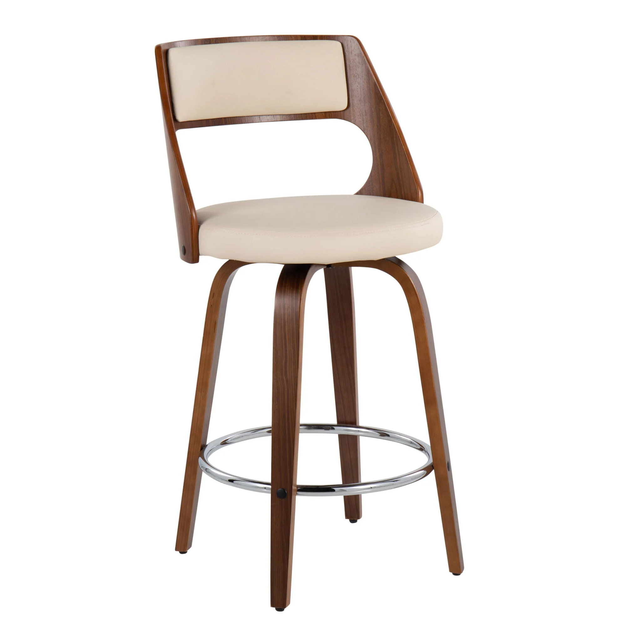 Cecina - Mid-Century Modern Fixed Height Counter Stool With Swivel And Round Footrest (Set of 2) - Image 6