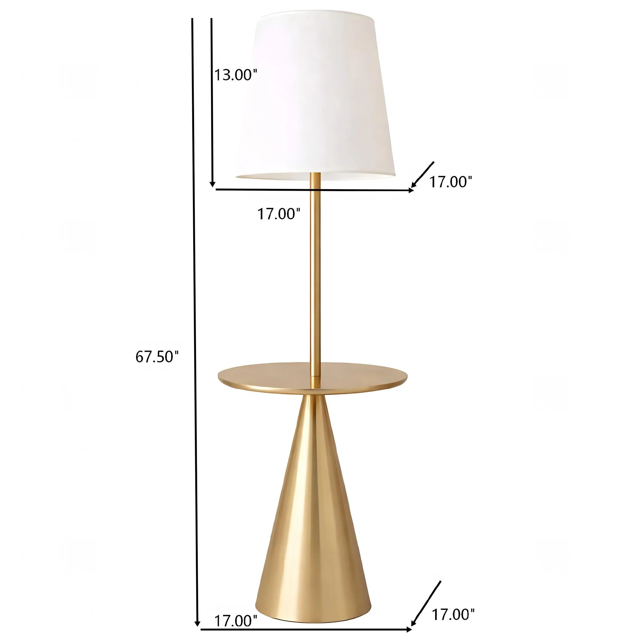 Celestial - Modern Floor Lamp With Accent Table With Large Shade - Gold / White - Image 4