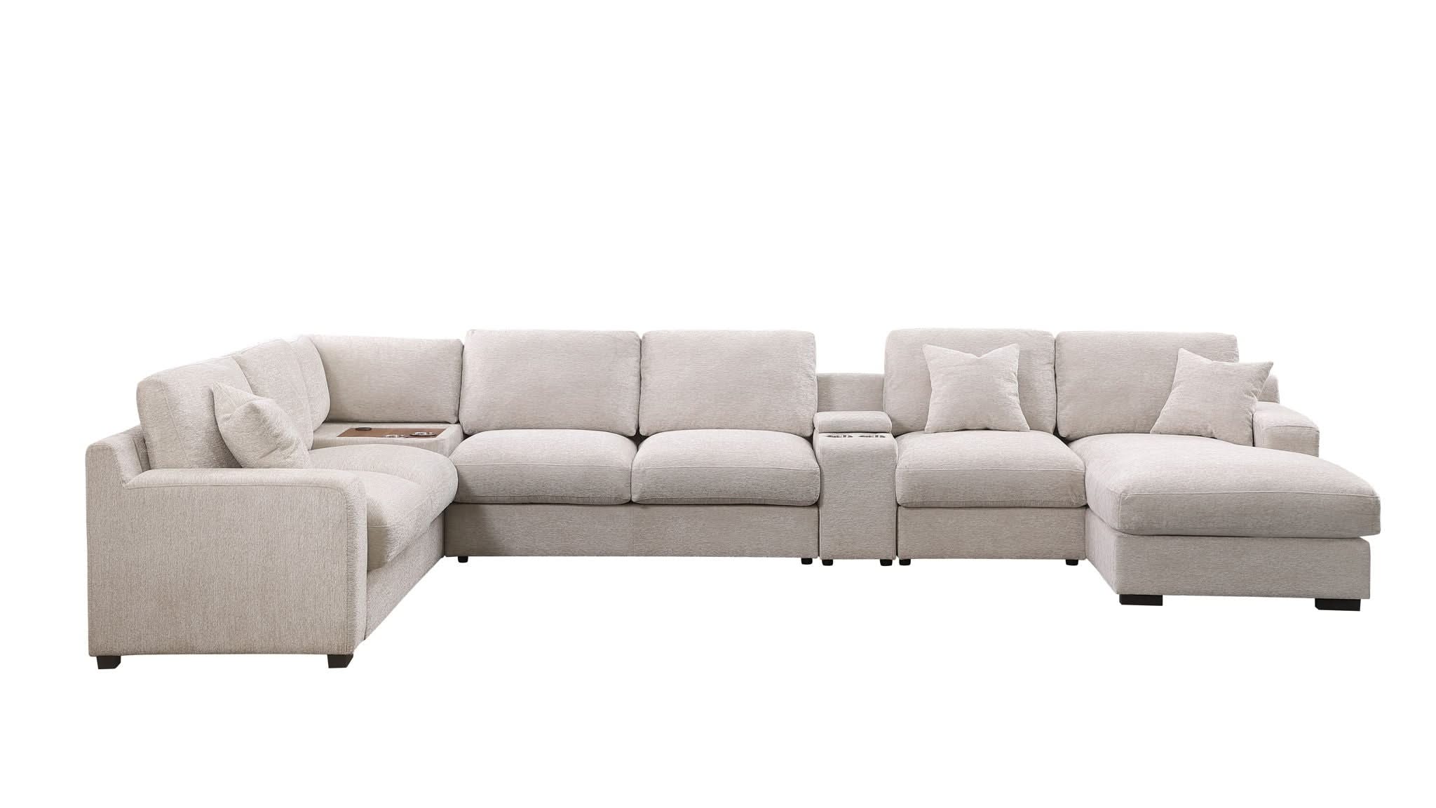 Celine - Fabric Corner Sectional Sofa With Right-Facing Chaise, Cupholders, And Charging Ports - Image 10