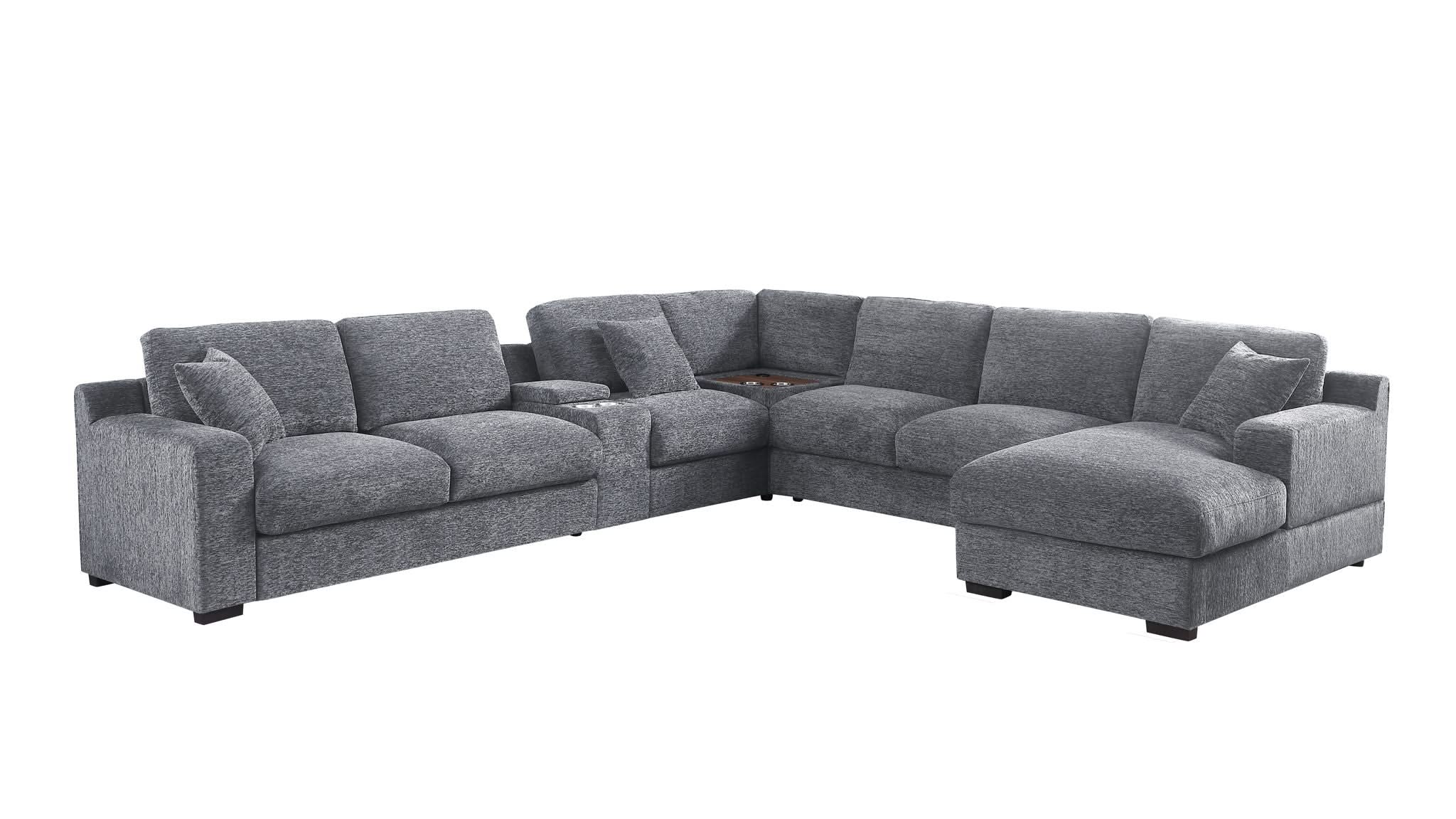 Celine - Fabric Corner Sectional Sofa With Right-Facing Chaise, Cupholders, And Charging Ports - Image 12